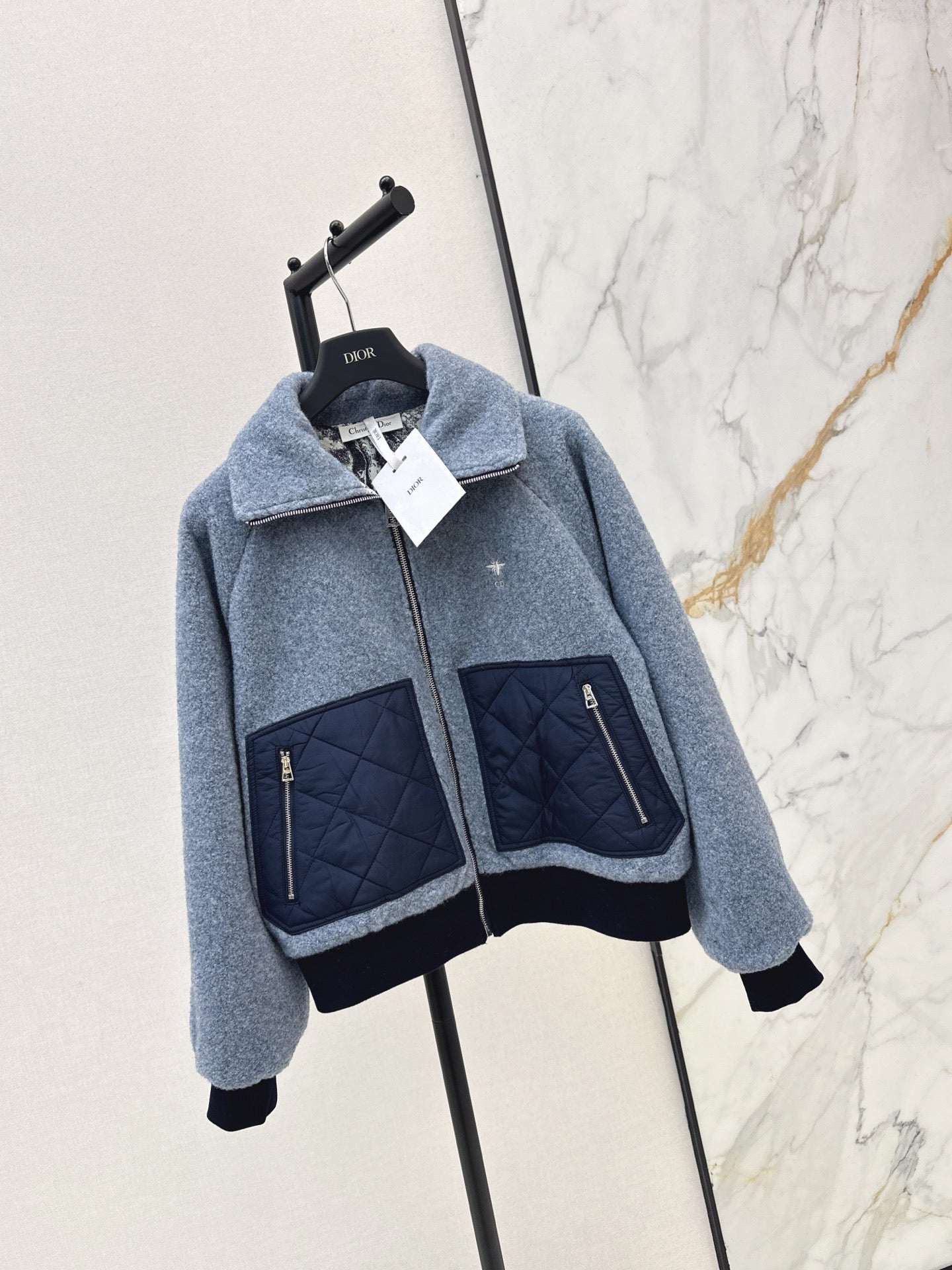 25FW autumn and winter latest style spliced pocket woolen jacket