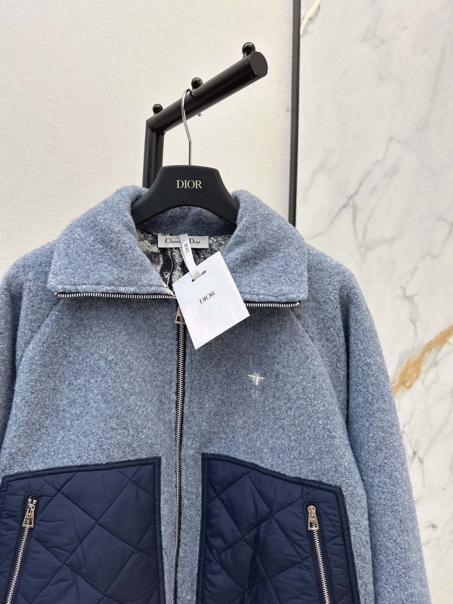 25FW autumn and winter latest style spliced pocket woolen jacket