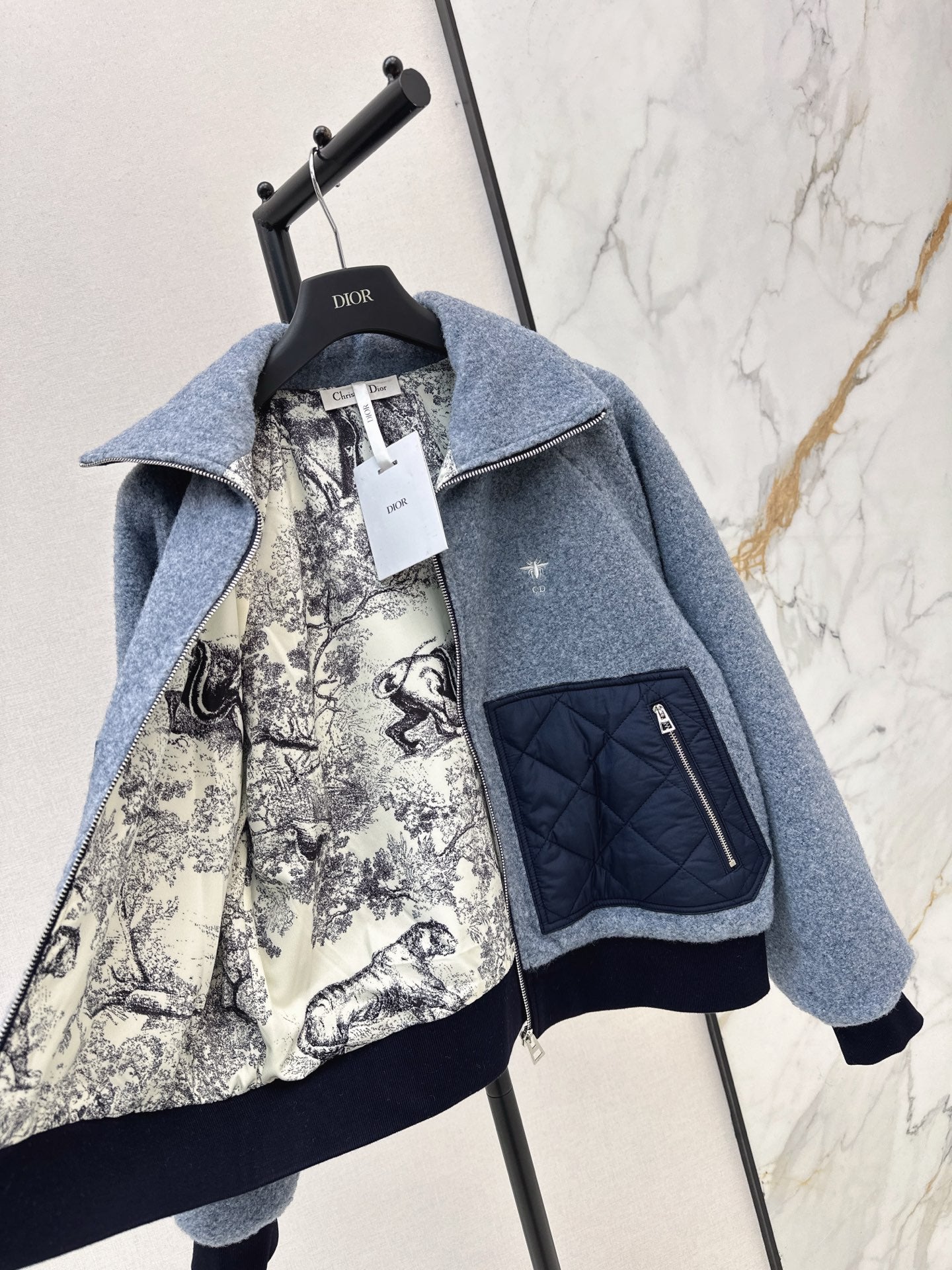 25FW autumn and winter latest style spliced pocket woolen jacket