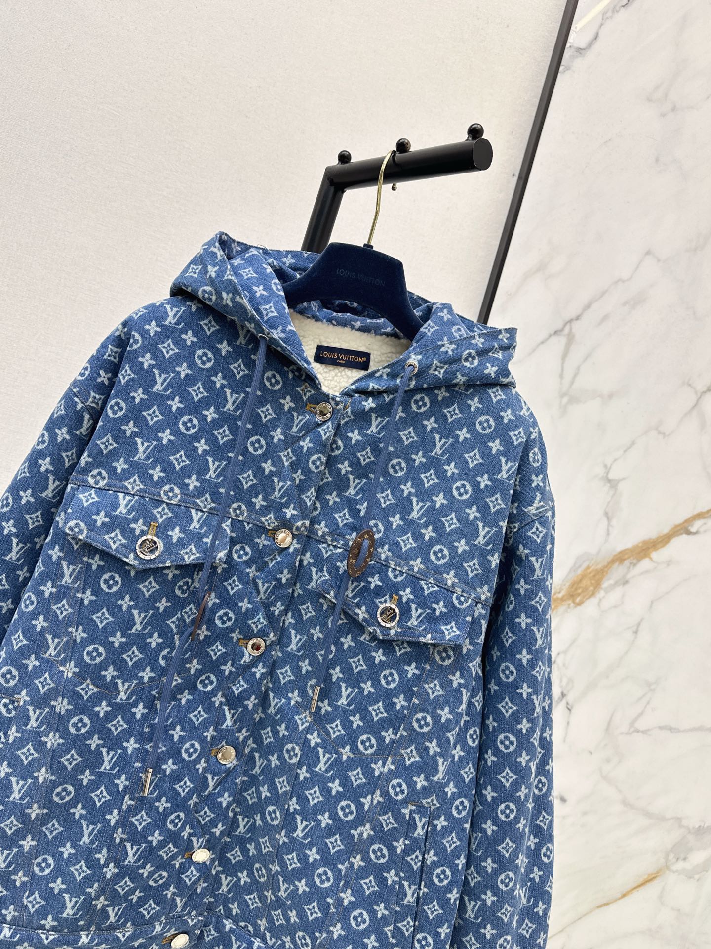 25FW new hooded teddy hair denim jacket