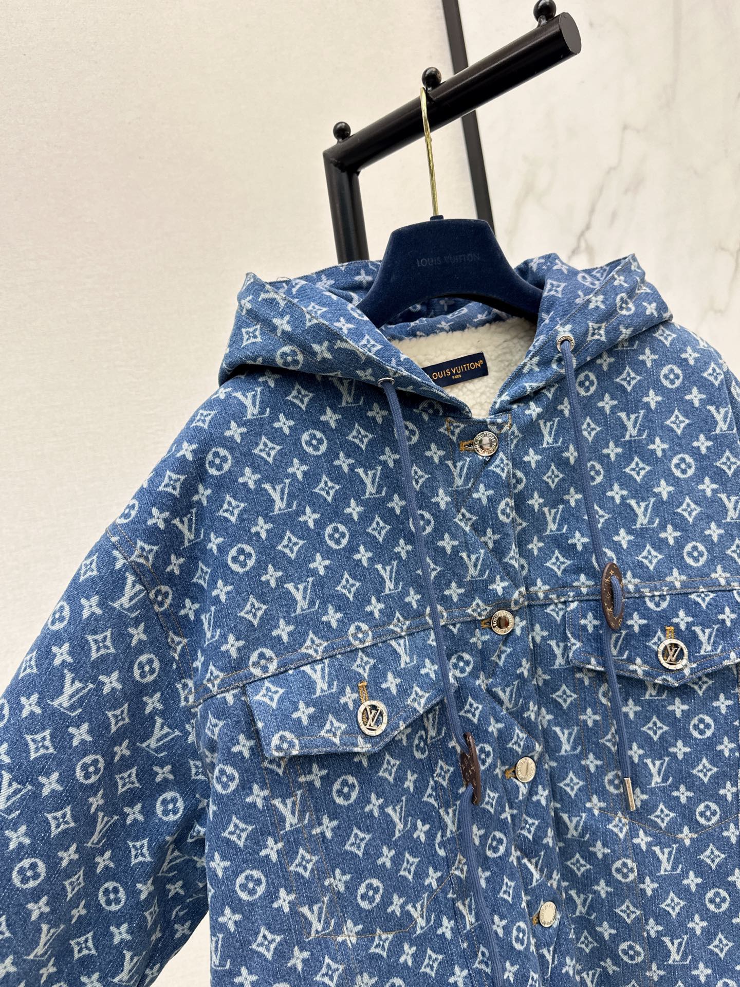 25FW new hooded teddy hair denim jacket