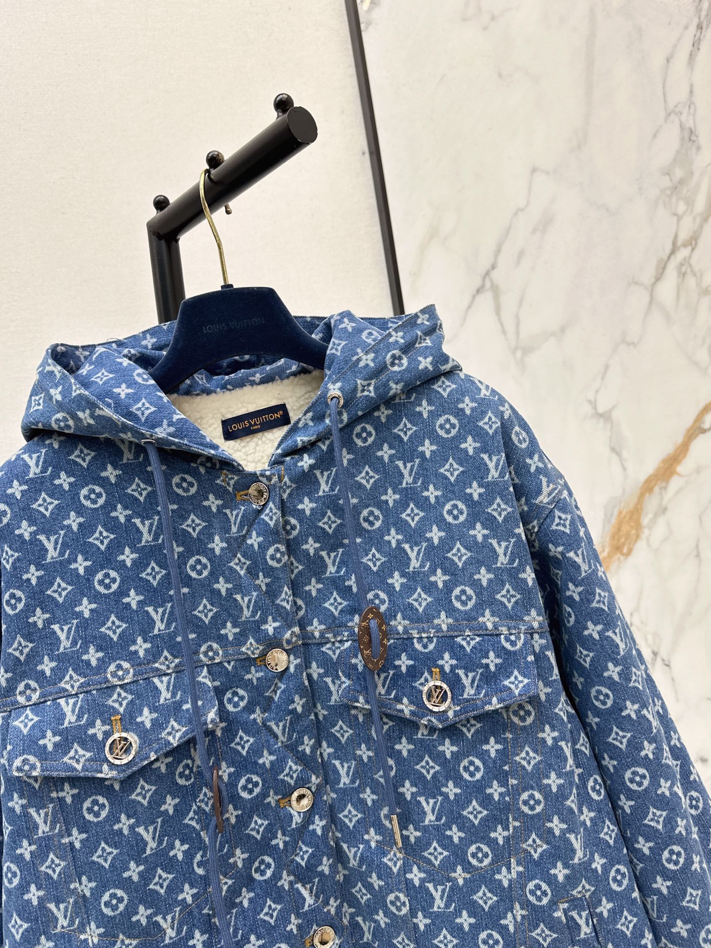 25FW new hooded teddy hair denim jacket