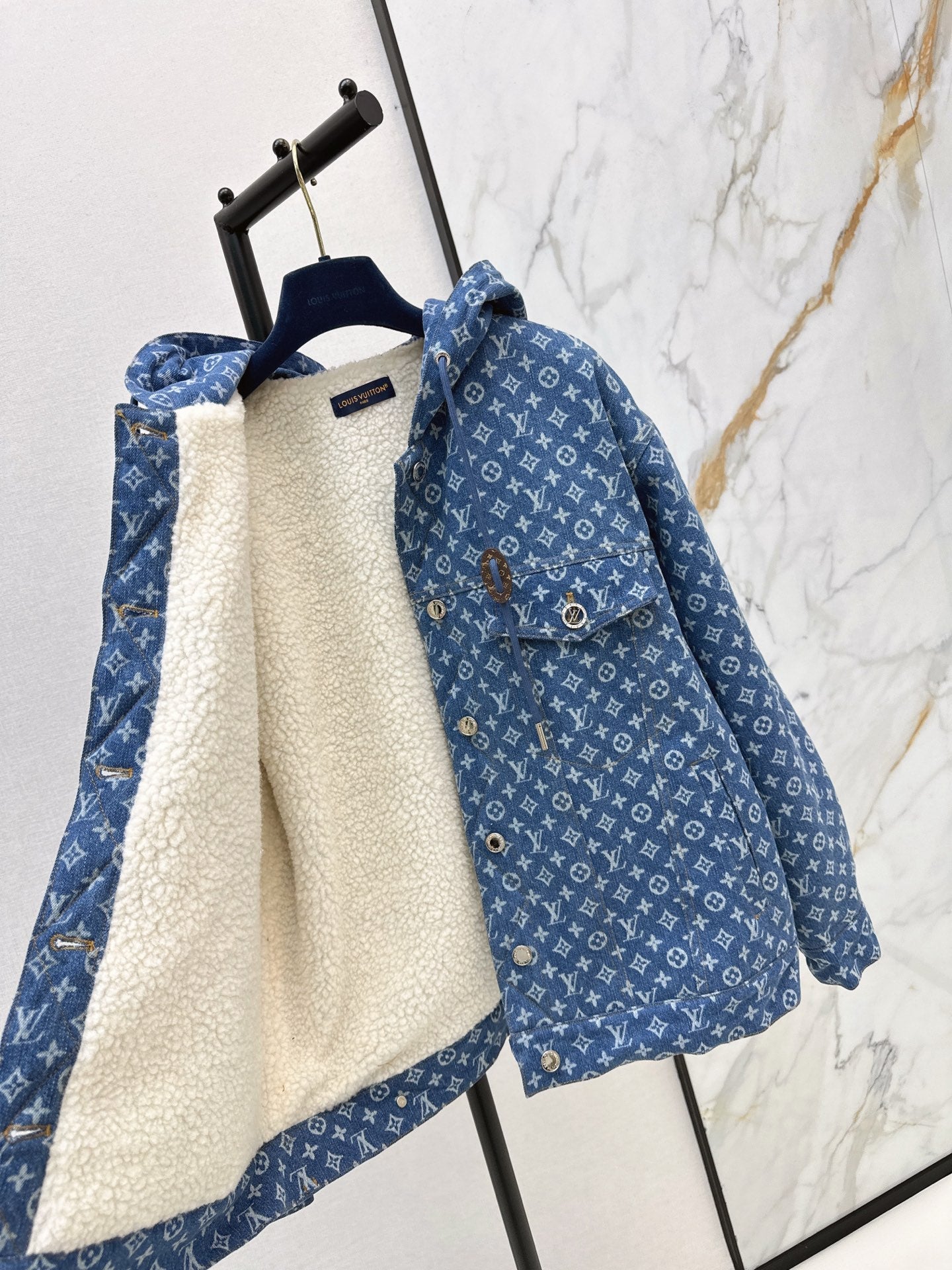 25FW new hooded teddy hair denim jacket