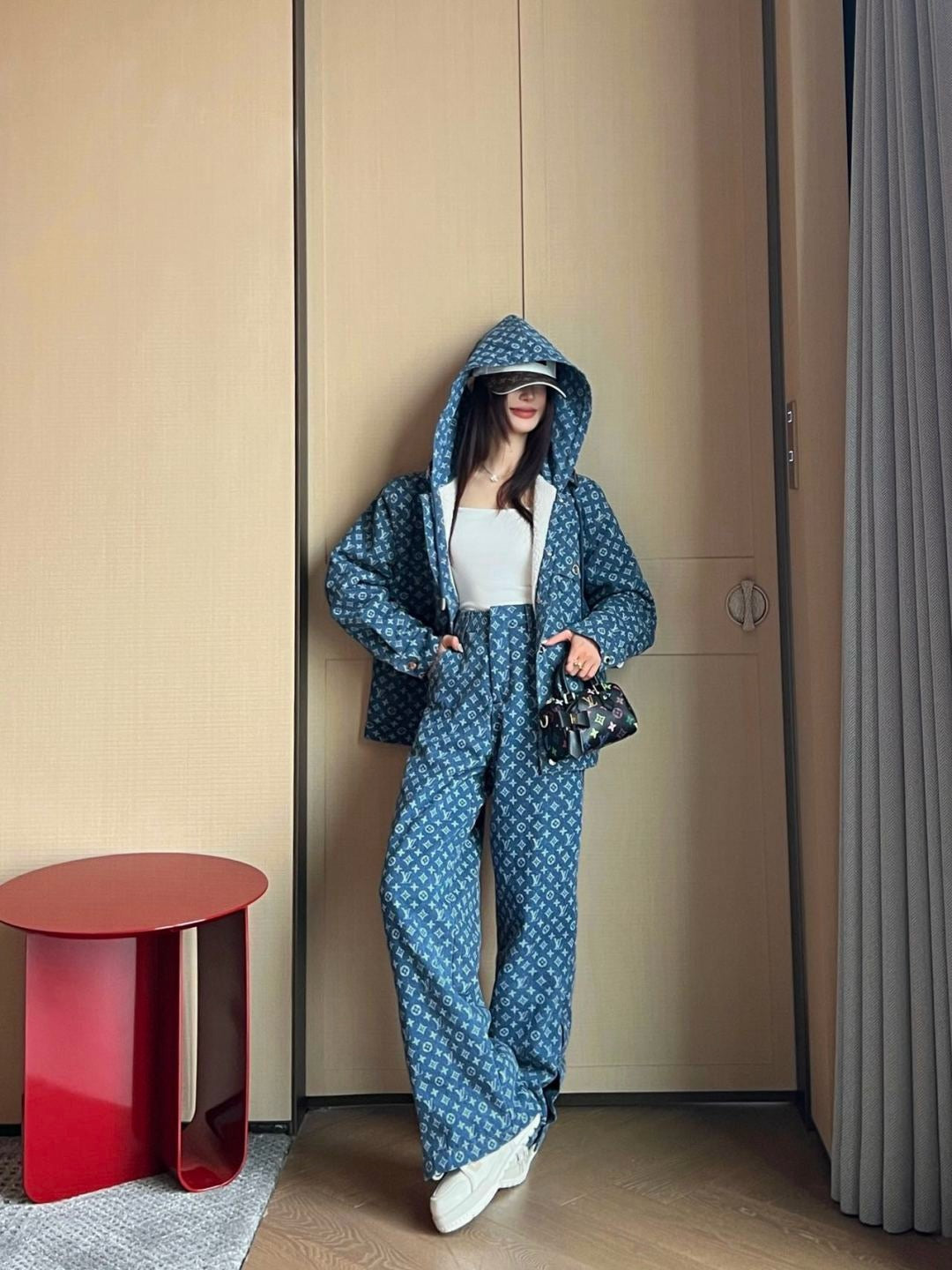 25FW new hooded teddy hair denim jacket