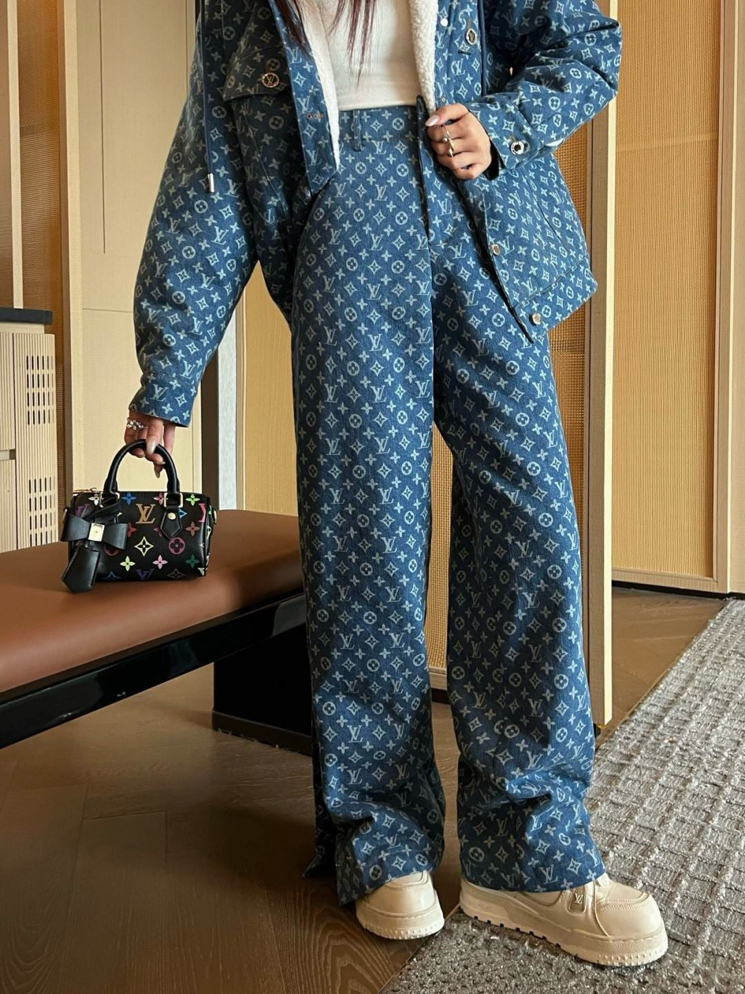 25FW new hooded teddy wool jeans