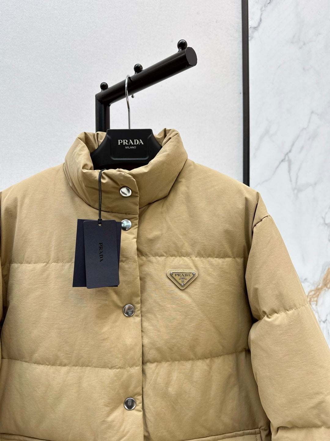 25FW new style triangle logo decorated stand collar down jacket