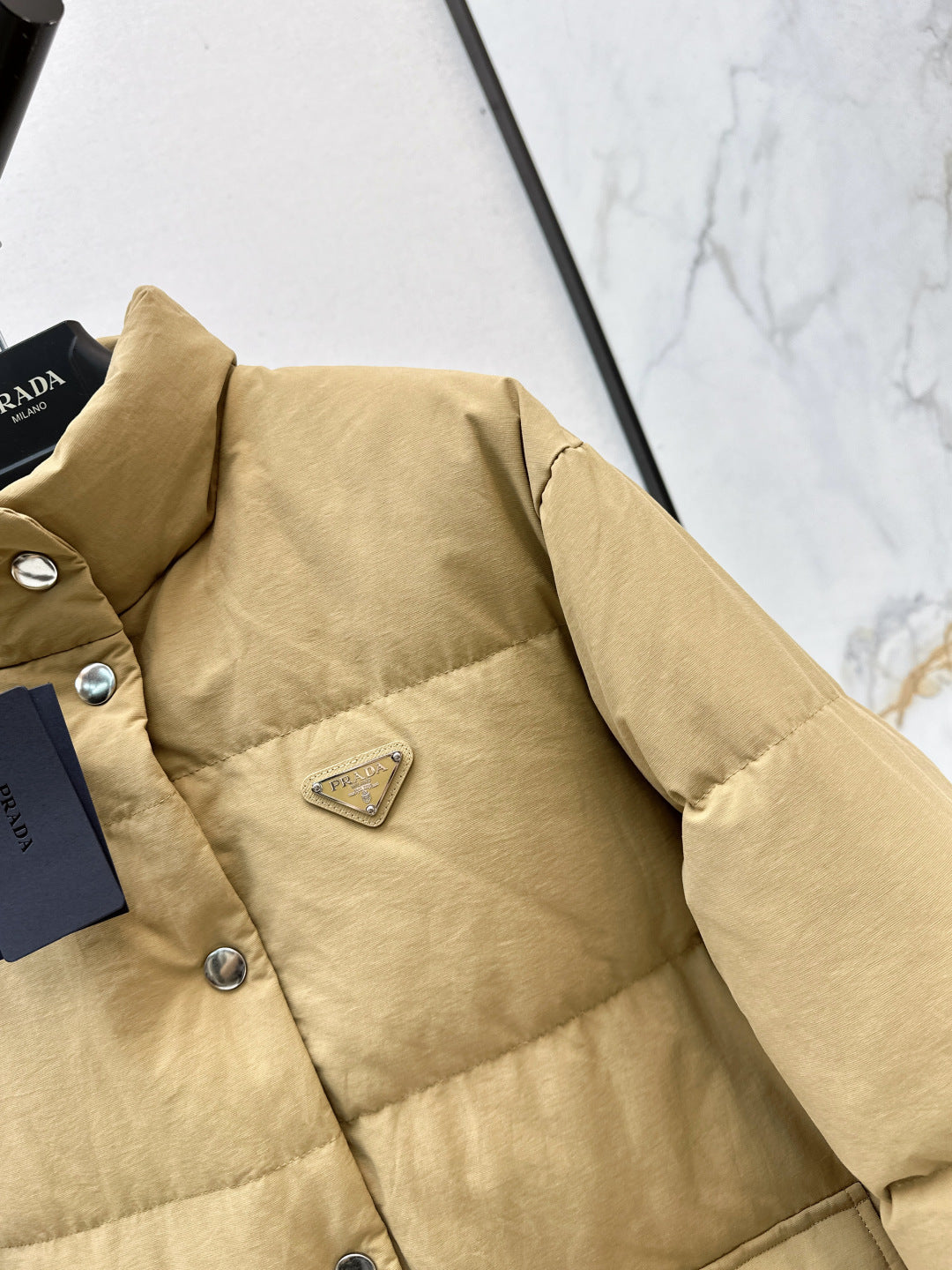 25FW new style triangle logo decorated stand collar down jacket