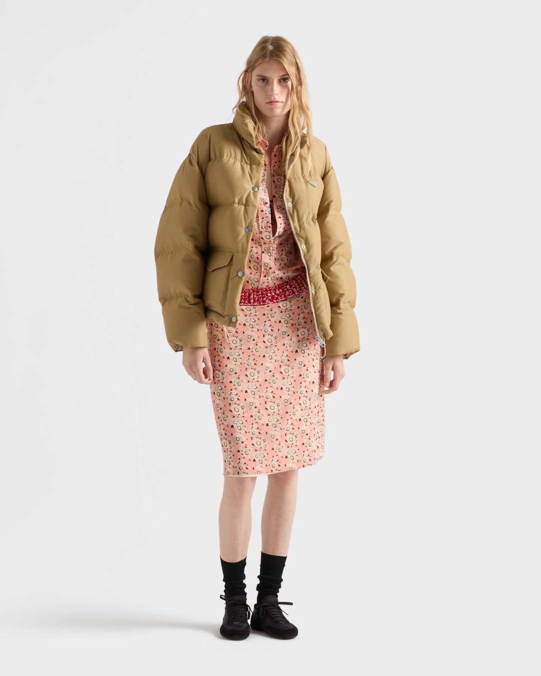 25FW new style triangle logo decorated stand collar down jacket