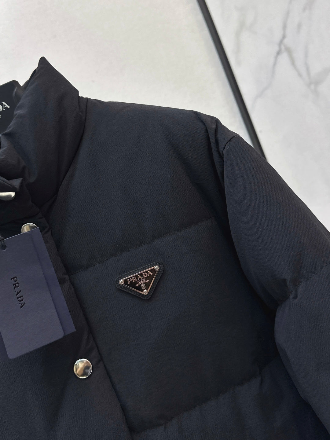 25FW new style triangle logo decorated stand collar down jacket