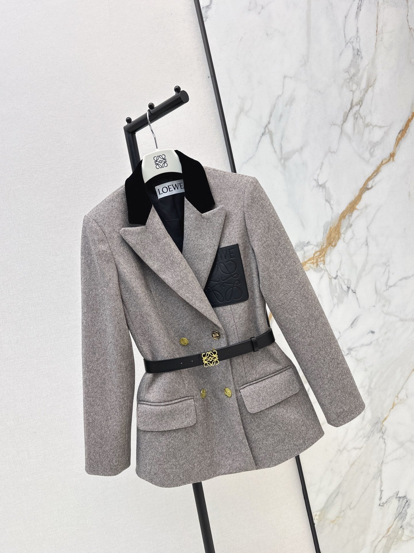 25FW autumn and winter latest style logo leather pocket decorated suit jacket