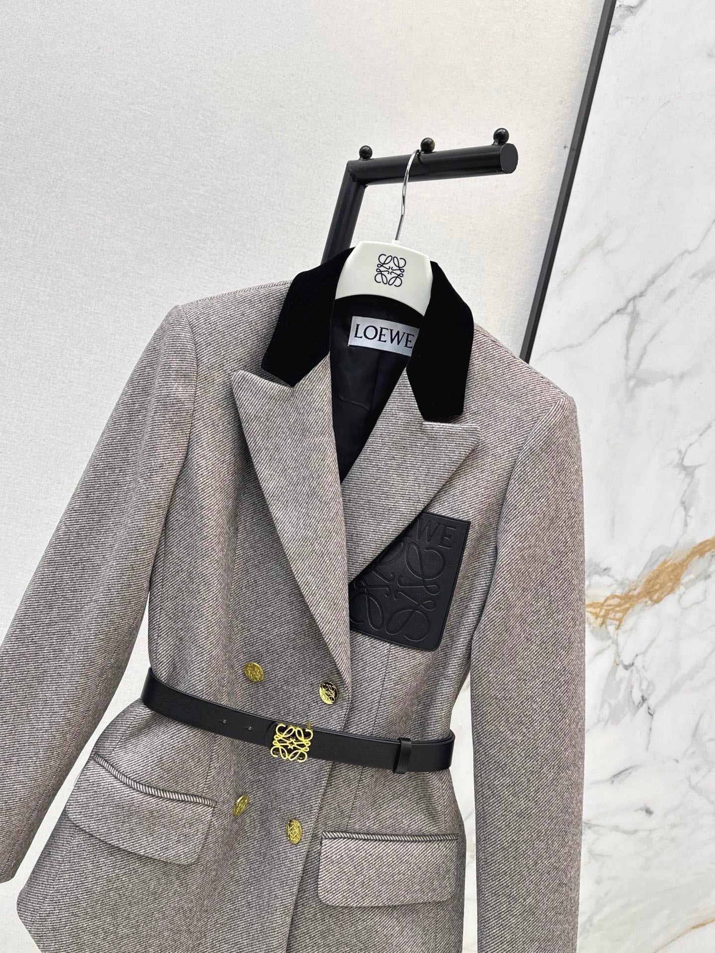 25FW autumn and winter latest style logo leather pocket decorated suit jacket