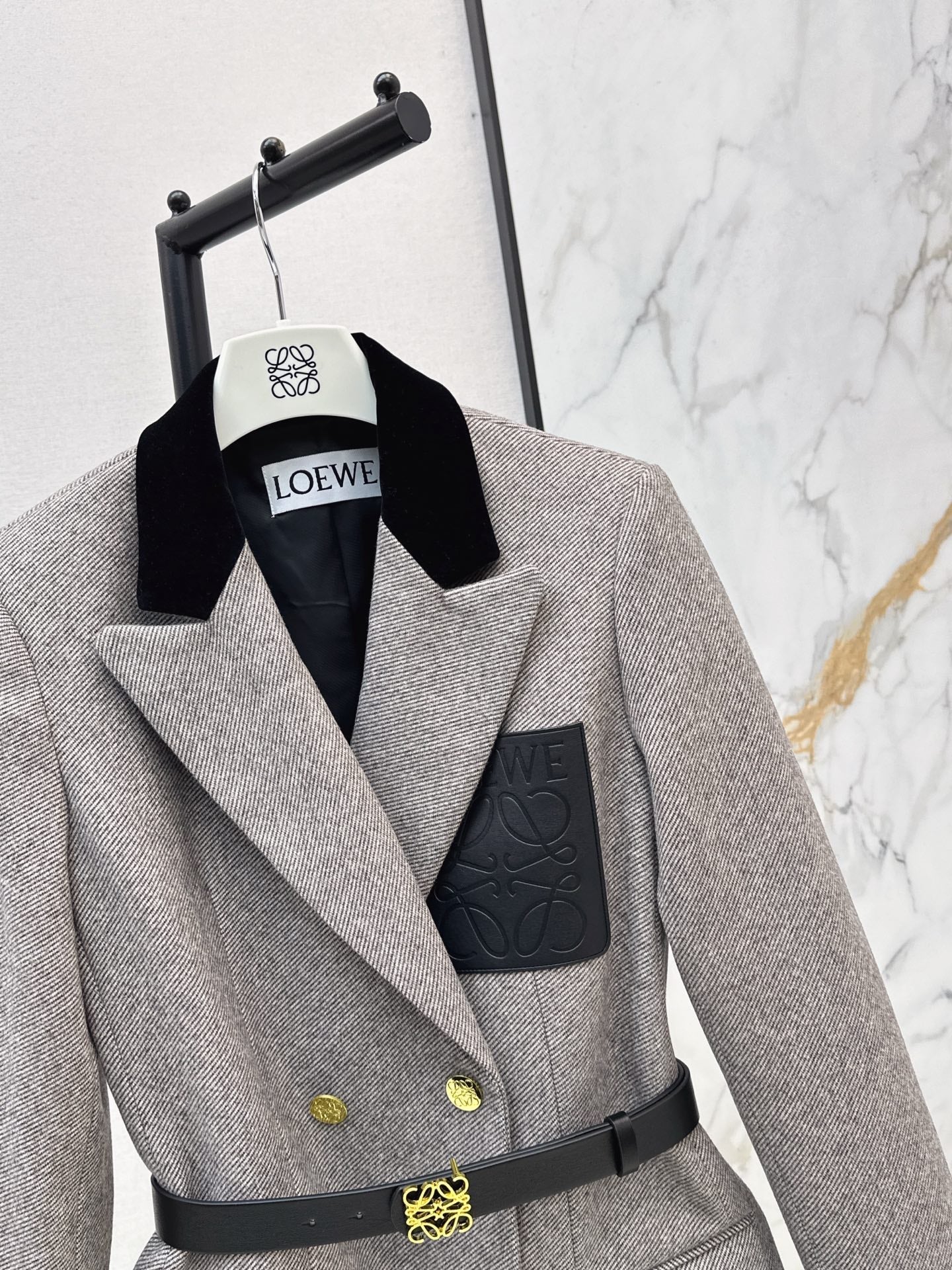 25FW autumn and winter latest style logo leather pocket decorated suit jacket