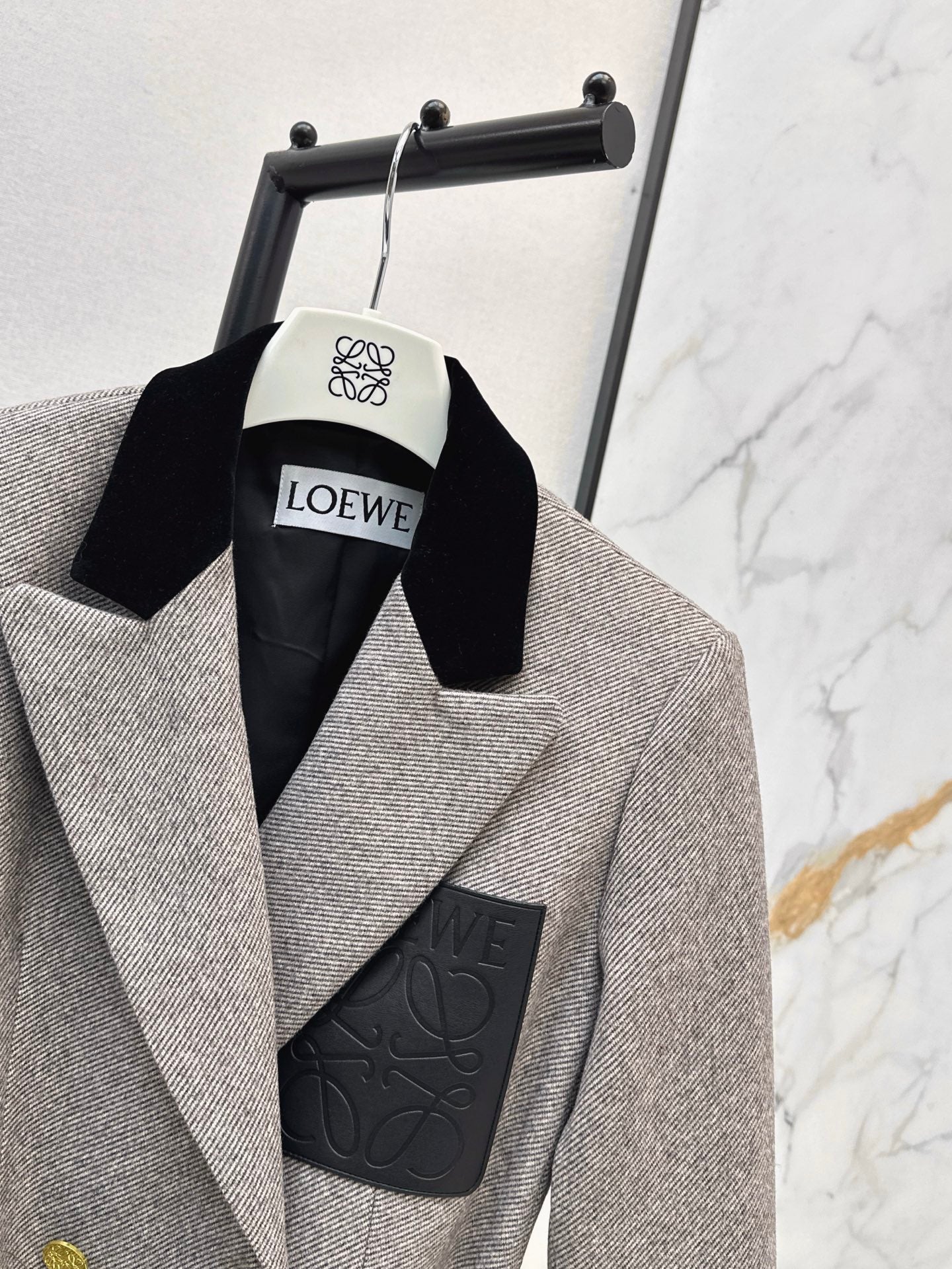 25FW autumn and winter latest style logo leather pocket decorated suit jacket