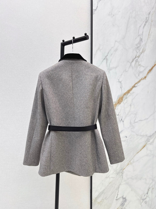 25FW autumn and winter latest style logo leather pocket decorated suit jacket