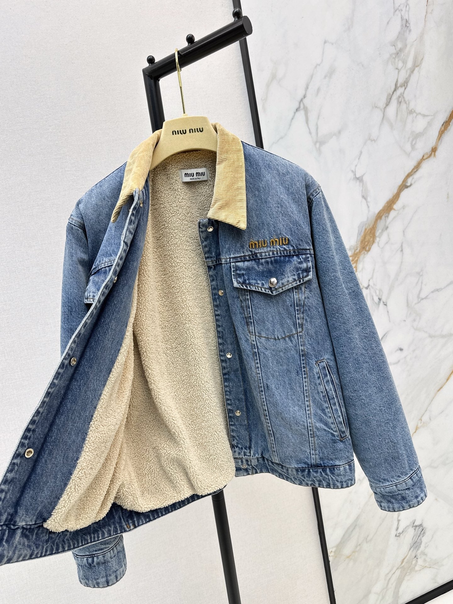 25FW autumn and winter latest denim lambswool jacket