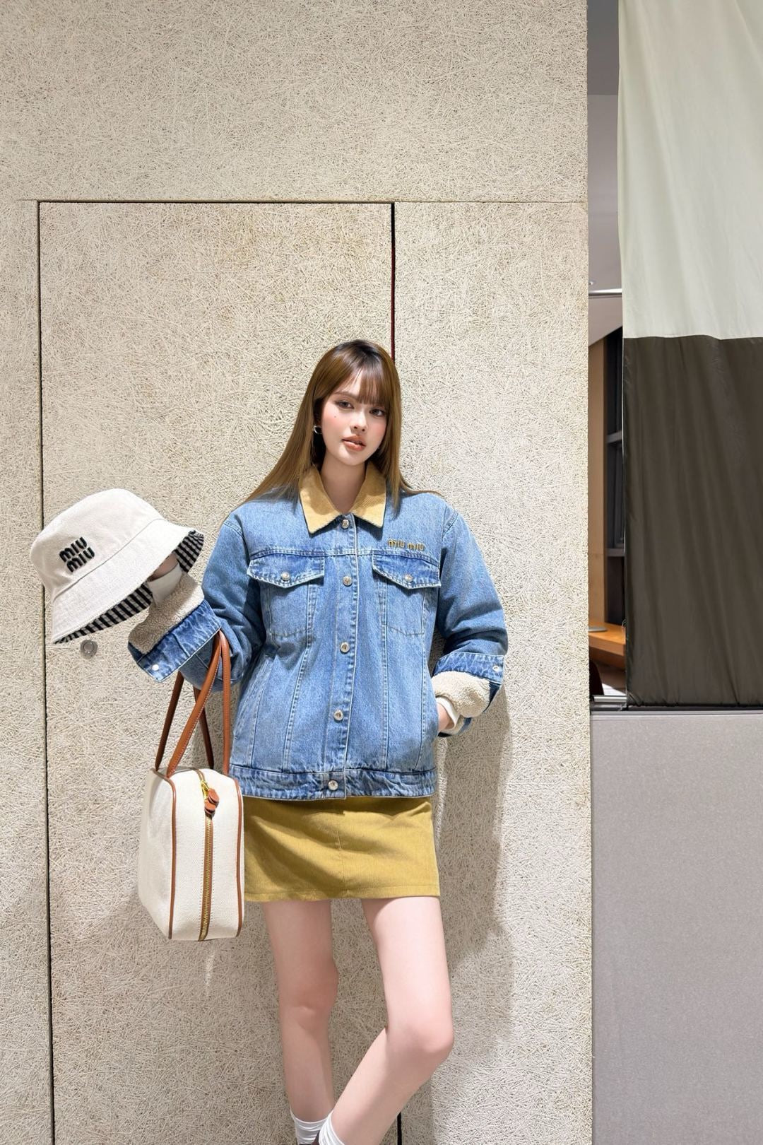 25FW autumn and winter latest denim lambswool jacket