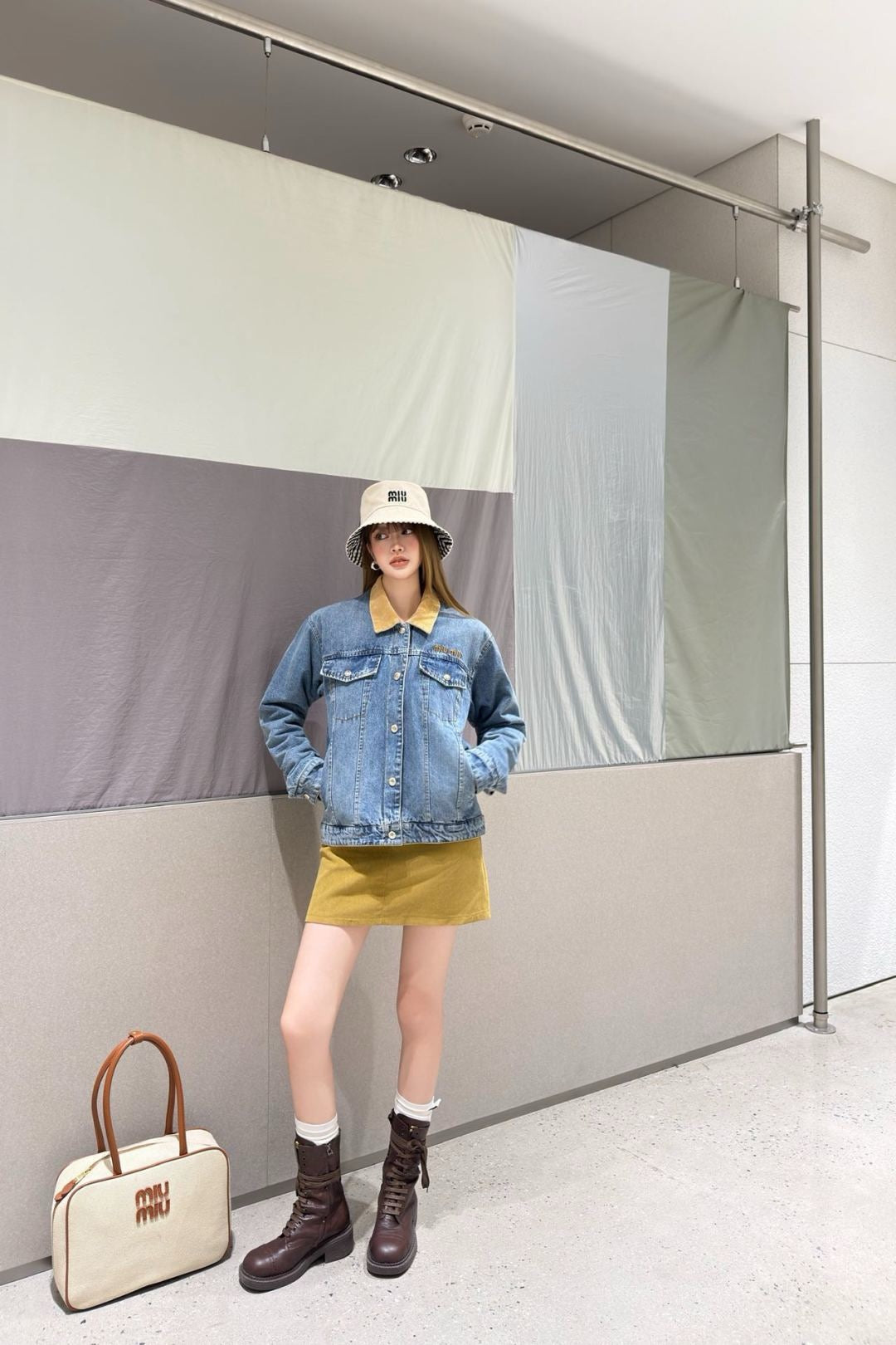 25FW autumn and winter latest denim lambswool jacket