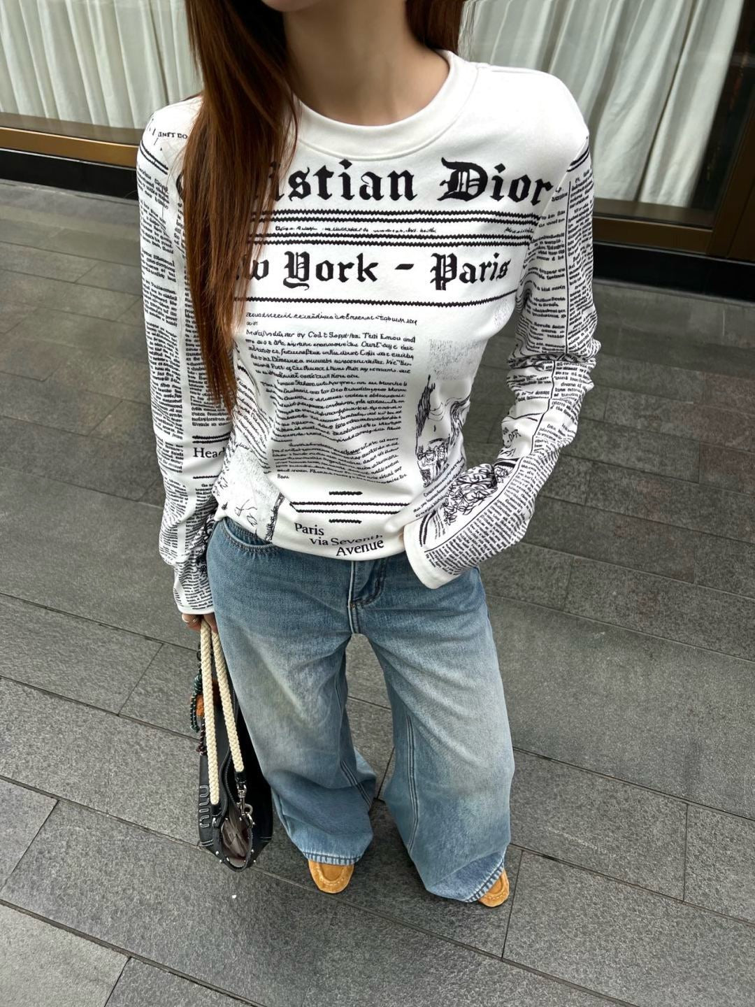 25FW autumn and winter latest letter printed German velvet bottoming shirt