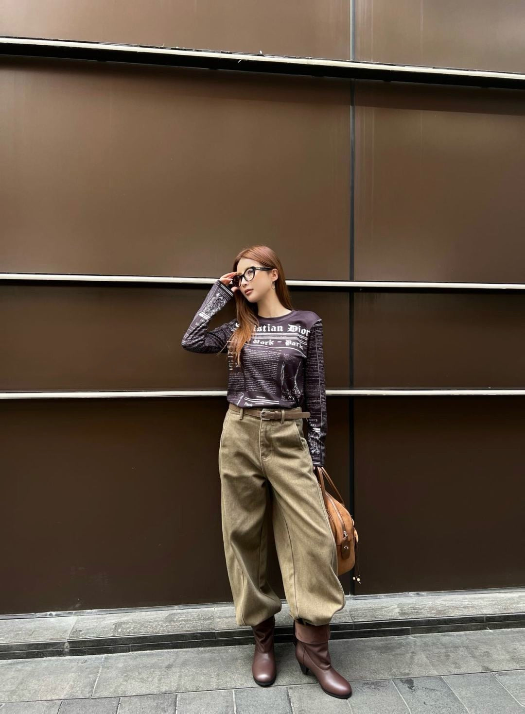 25FW autumn and winter latest letter printed German velvet bottoming shirt