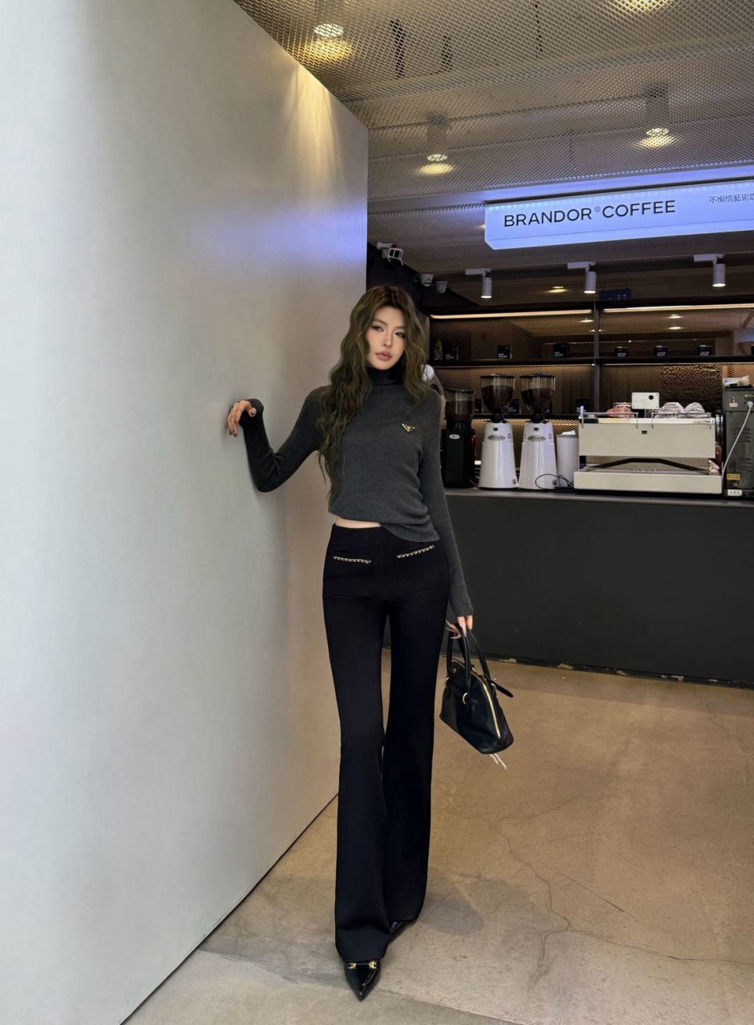 25FW autumn and winter latest high elastic wool bottoming shirt