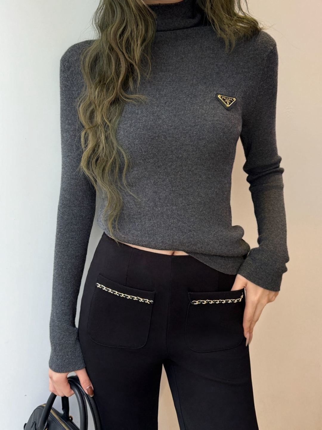 25FW autumn and winter latest high elastic wool bottoming shirt