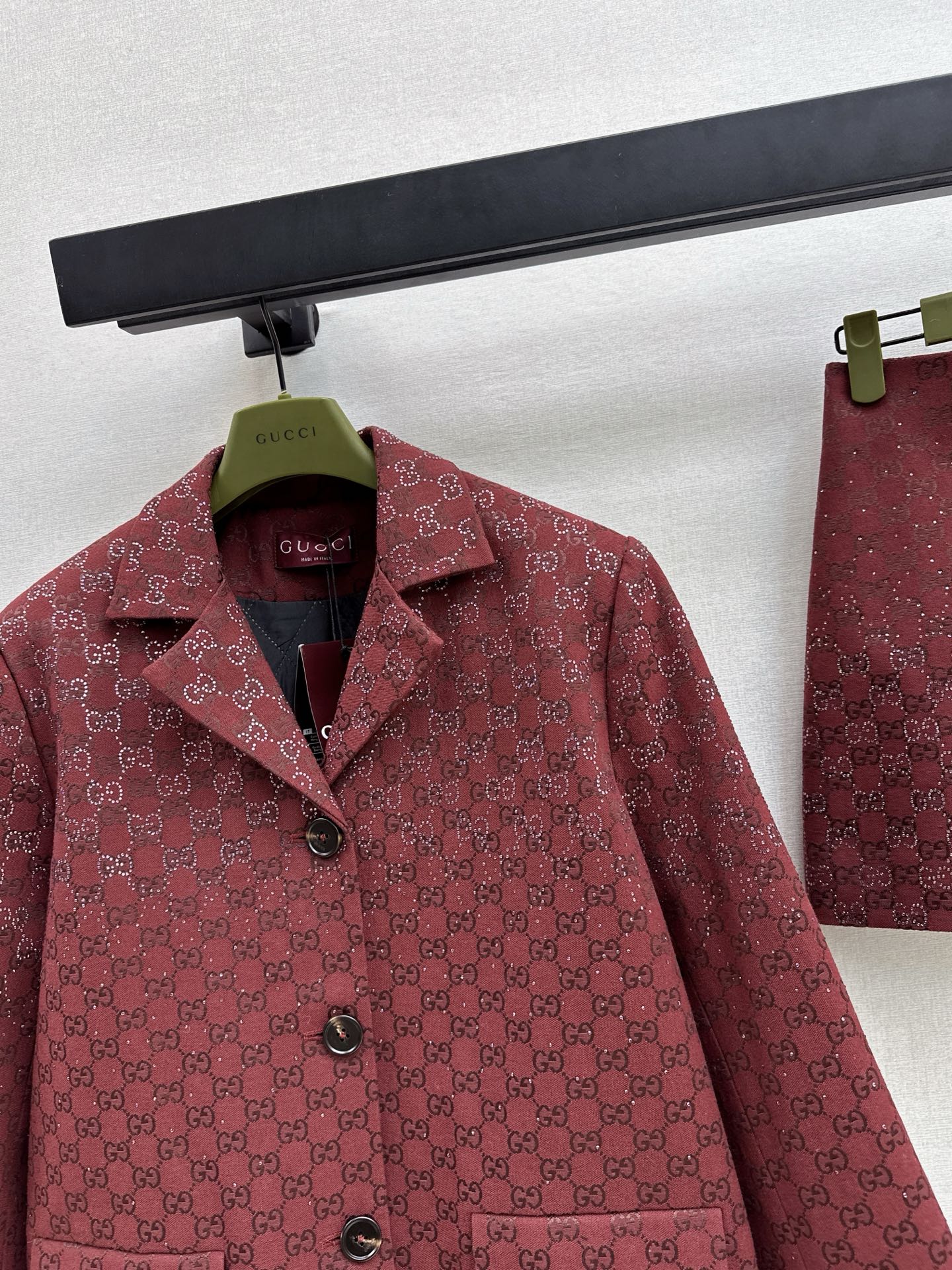 🎄Xmas🎄25FW Sparkling Autumn and Winter Series Christmas Red Luxurious Crystal Diamond Letter Jacquard Jacket