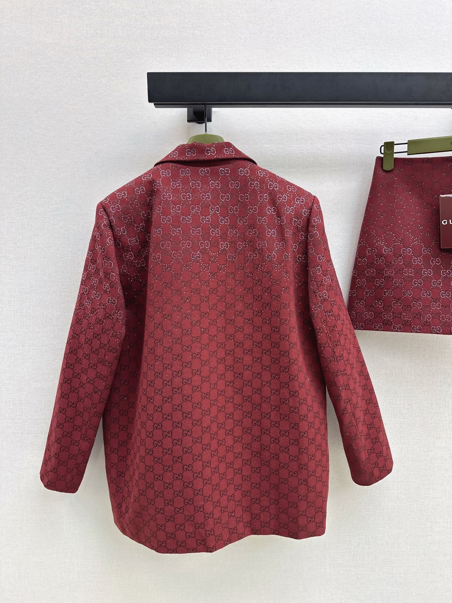 🎄Xmas🎄25FW Sparkling Autumn and Winter Series Christmas Red Luxurious Crystal Diamond Letter Jacquard Jacket