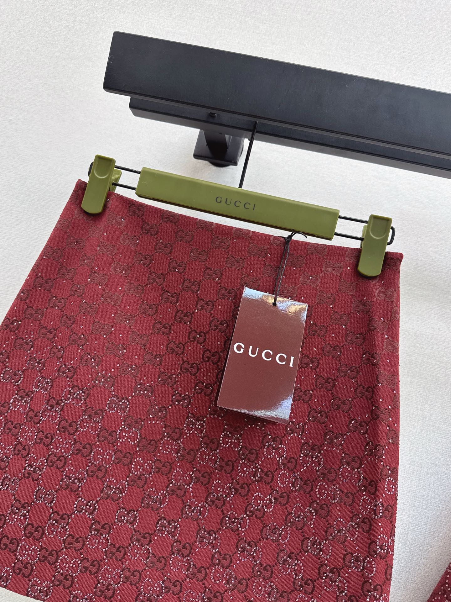 🎄Xmas🎄25FW sparkling autumn and winter series Christmas red luxury crystal diamond letter jacquard miniskirt