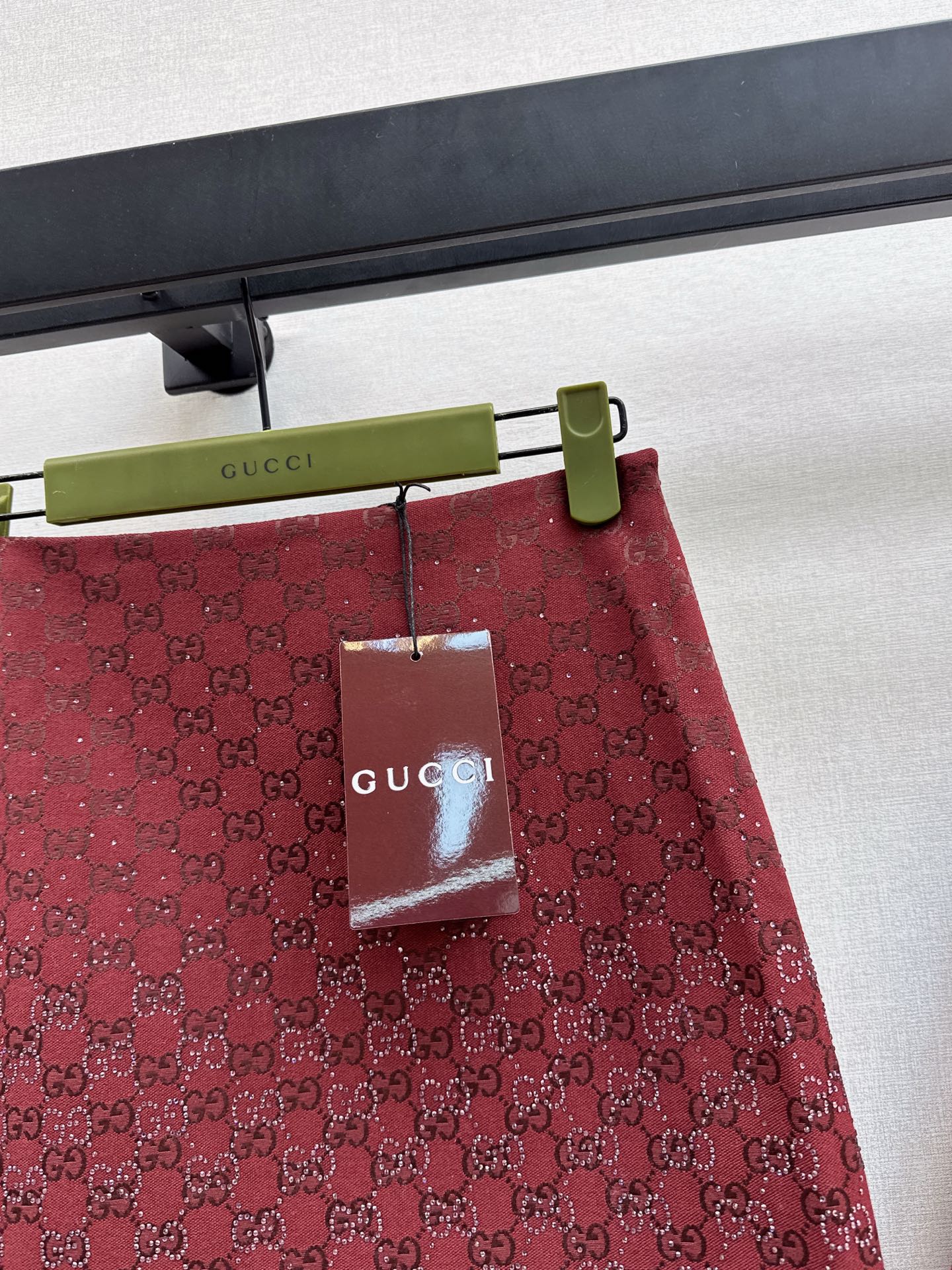 🎄Xmas🎄25FW sparkling autumn and winter series Christmas red luxury crystal diamond letter jacquard miniskirt