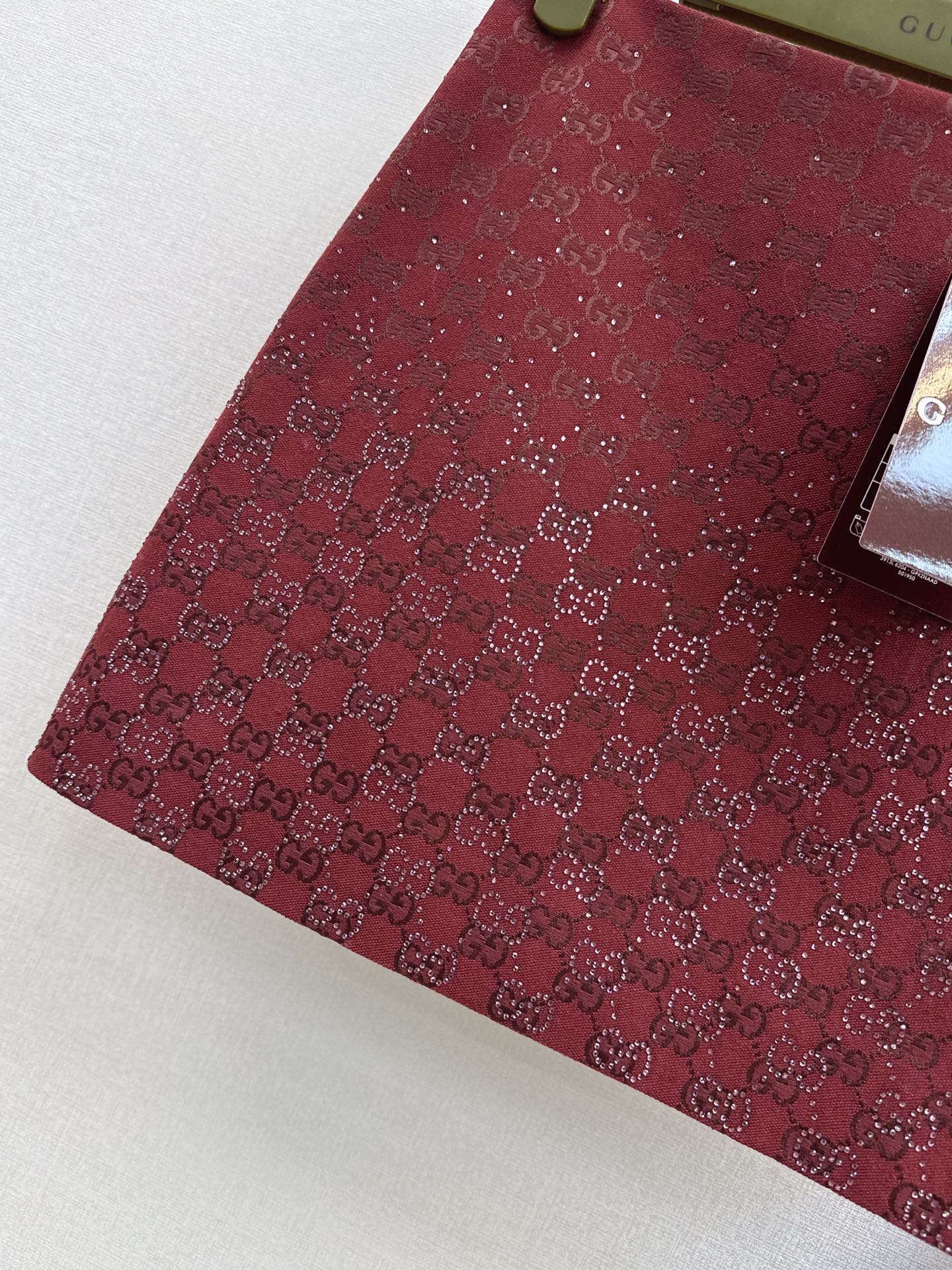 🎄Xmas🎄25FW sparkling autumn and winter series Christmas red luxury crystal diamond letter jacquard miniskirt