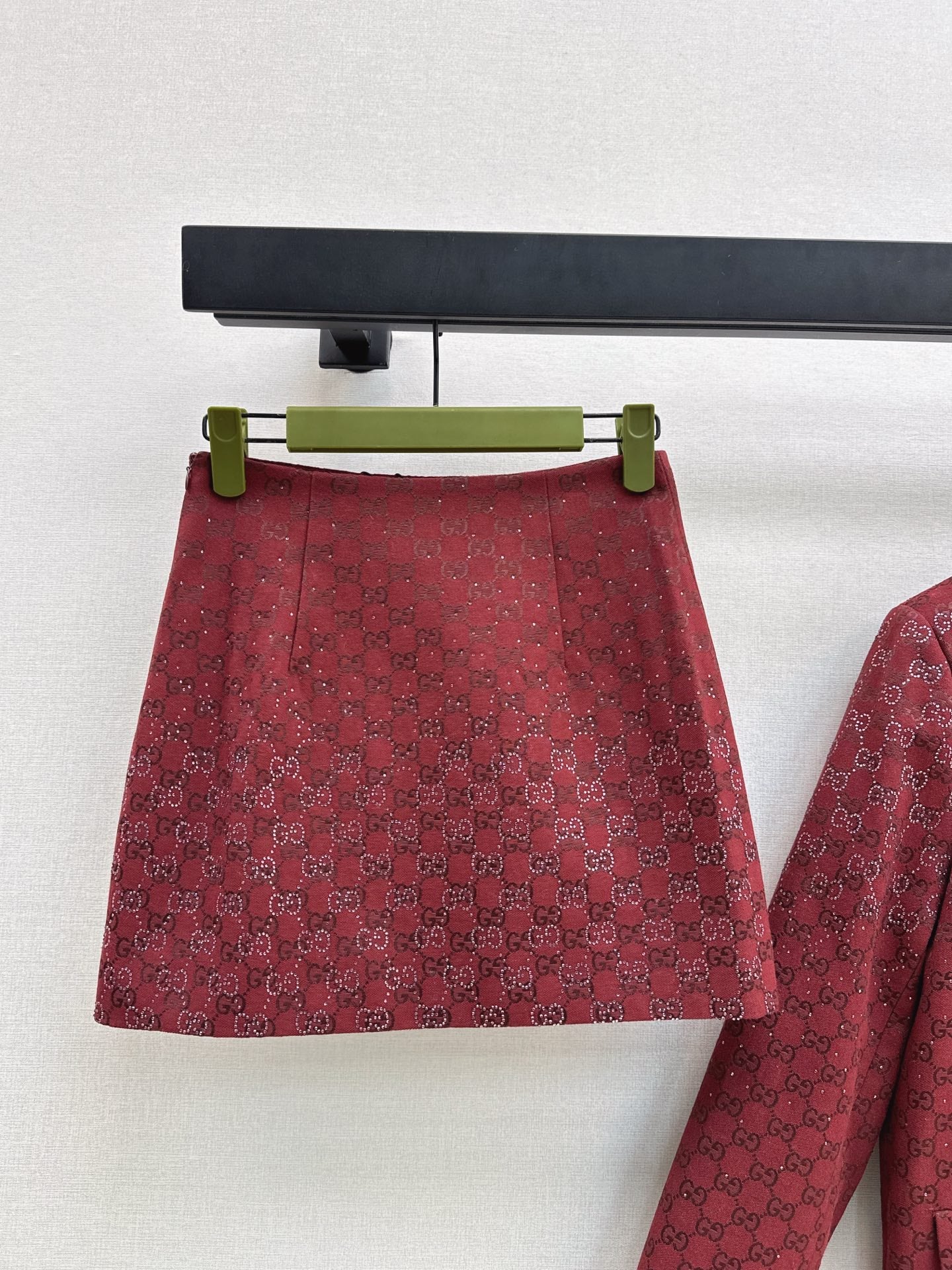 🎄Xmas🎄25FW sparkling autumn and winter series Christmas red luxury crystal diamond letter jacquard miniskirt