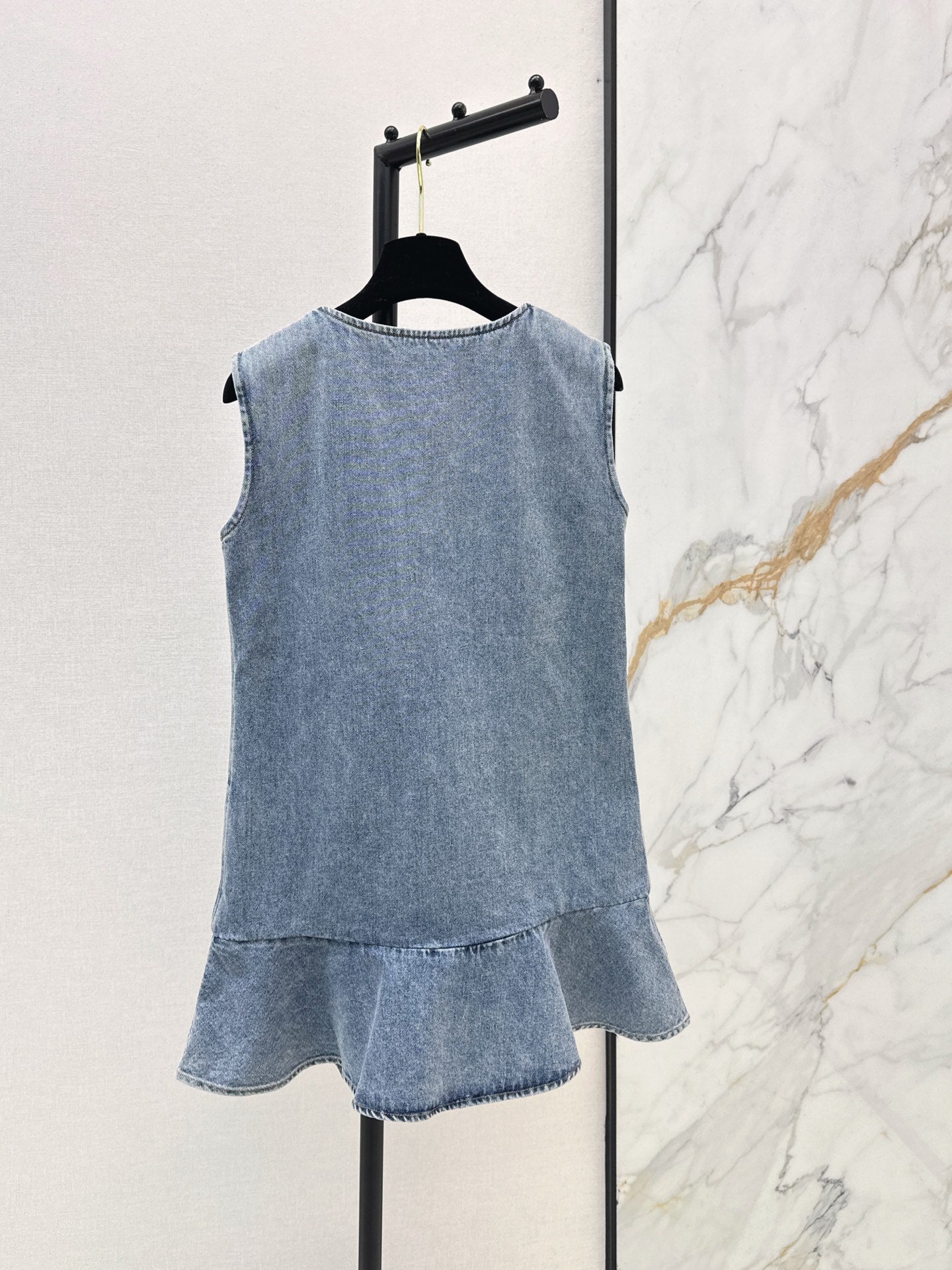 26SS latest super hot bow series denim vest dress