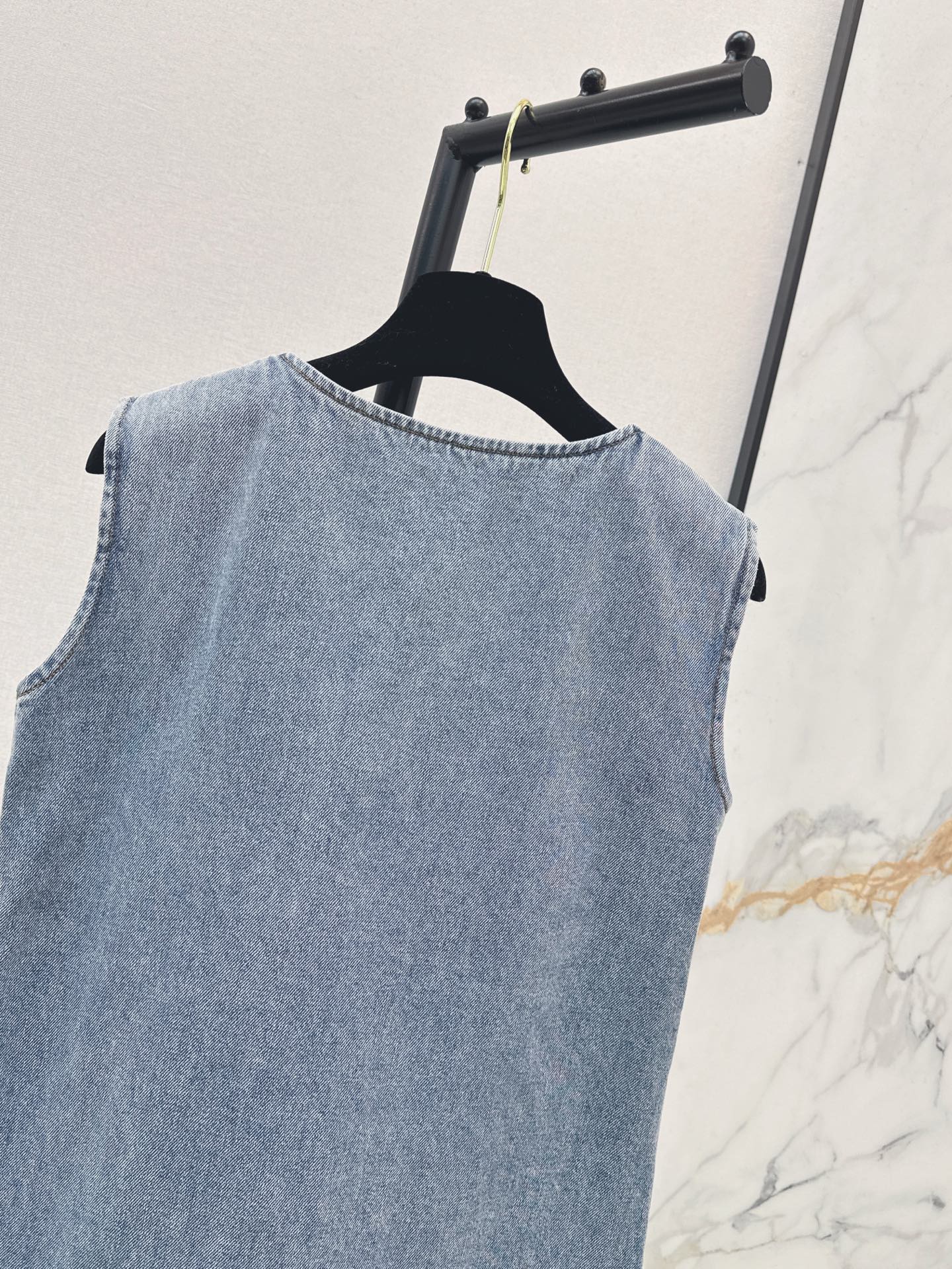 26SS latest super hot bow series denim vest dress
