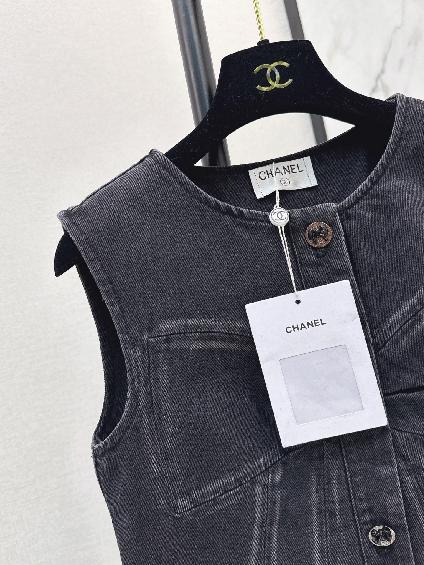 26SS latest super hot bow series denim vest dress