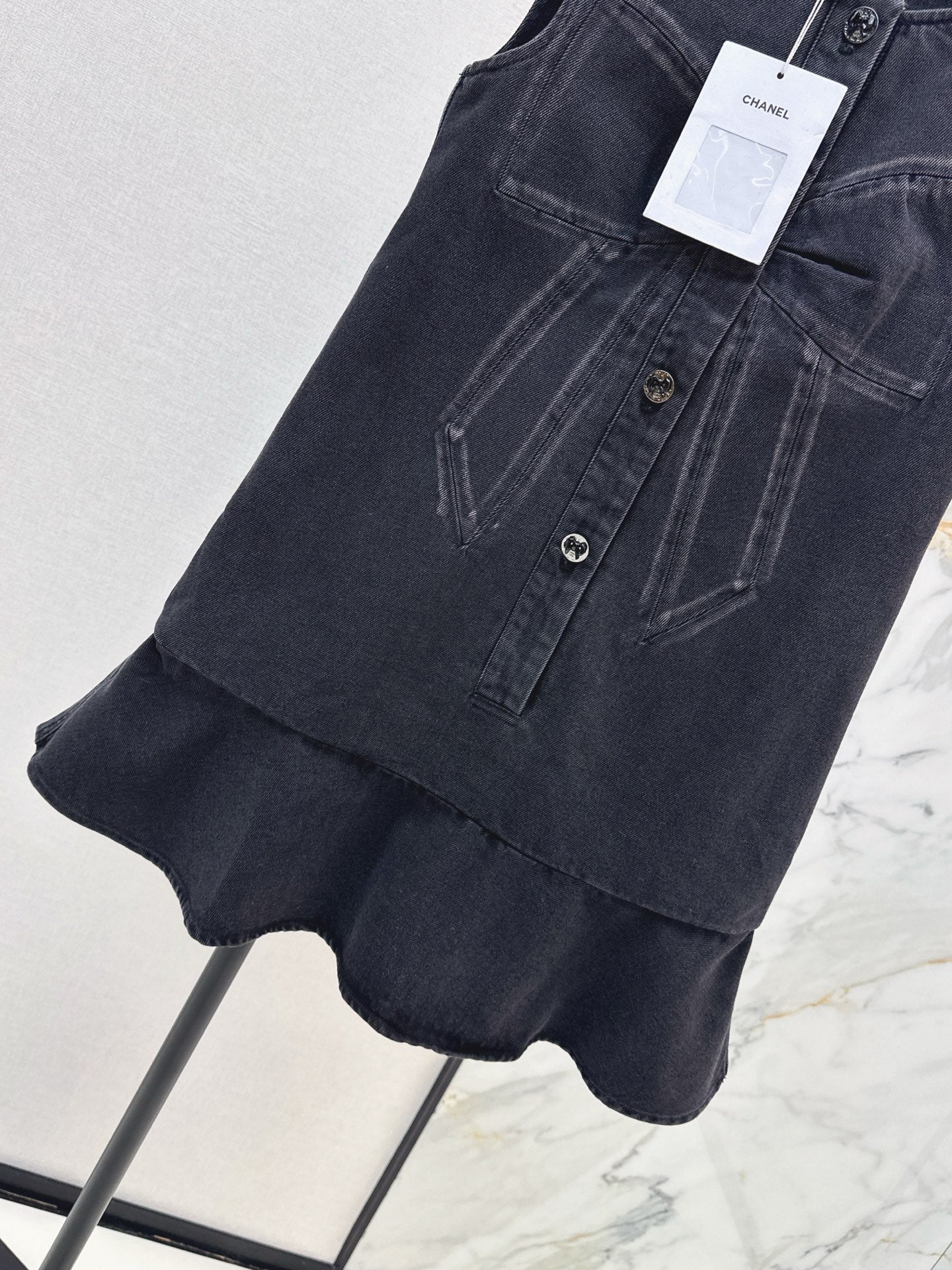 26SS latest super hot bow series denim vest dress