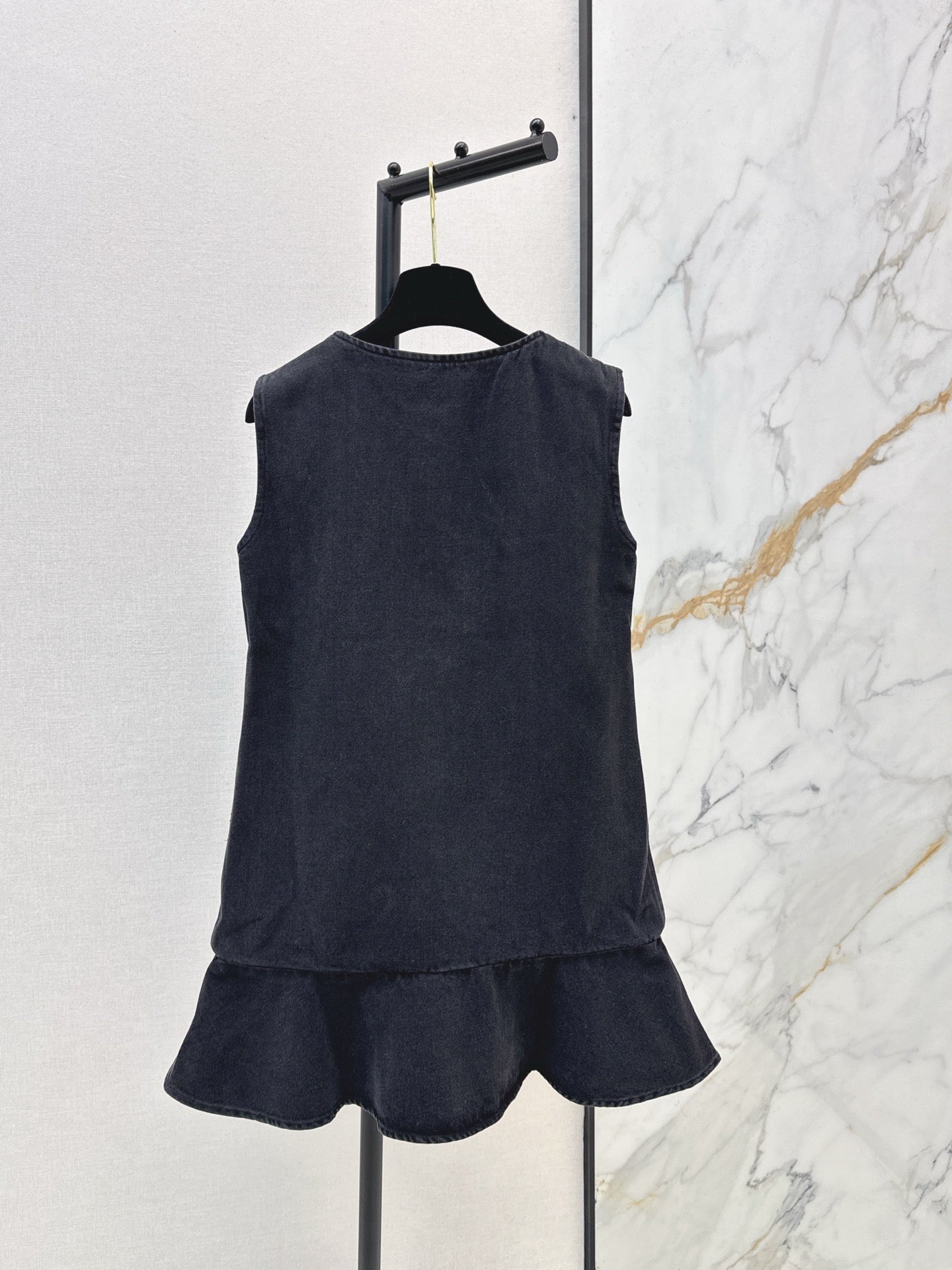 26SS latest super hot bow series denim vest dress
