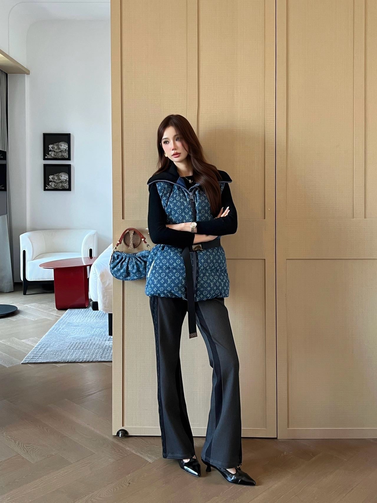 25FW latest ski series denim presbyopia down jacket vest jacket