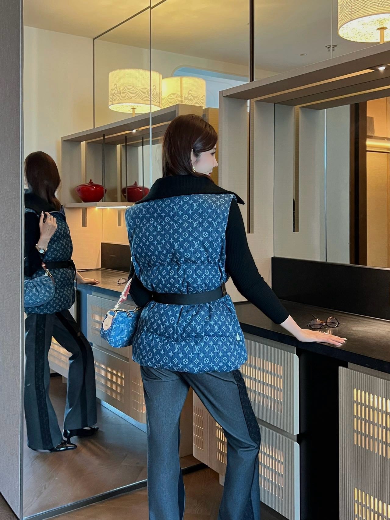 25FW latest ski series denim presbyopia down jacket vest jacket