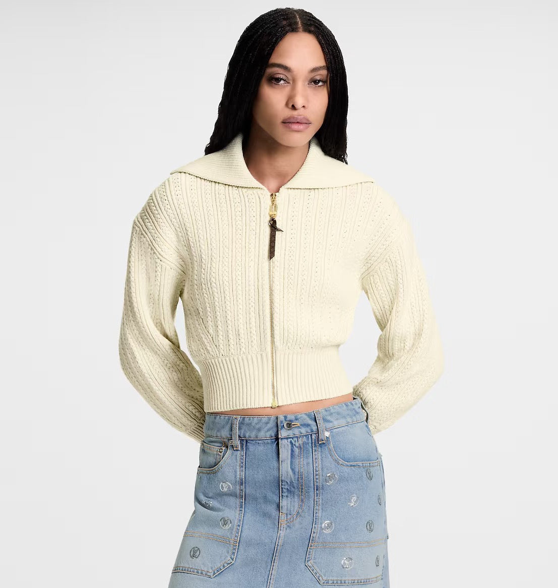 25FW latest style lapel zipper knitted cardigan