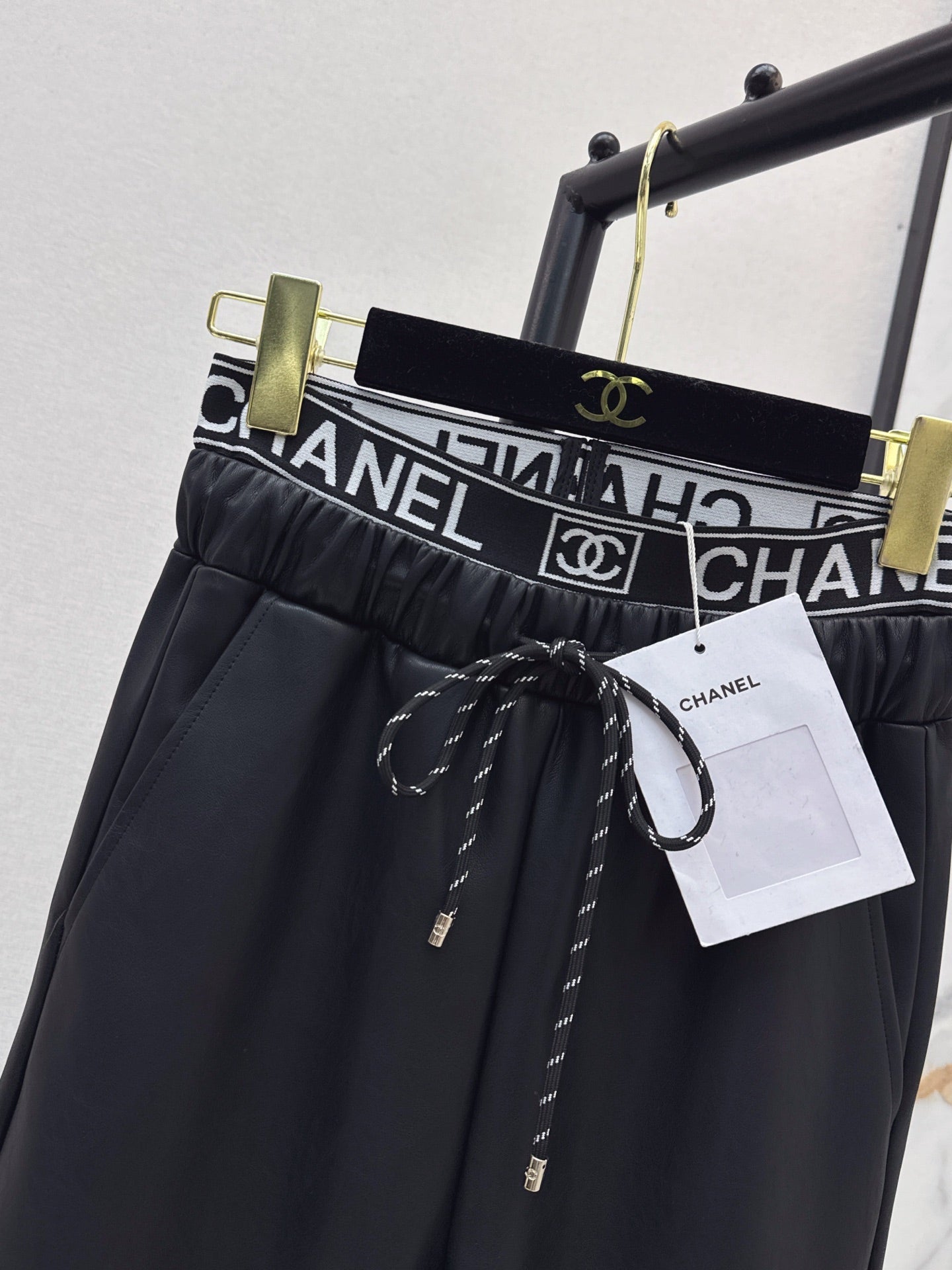 25FW latest style logo webbing decorated straight pants