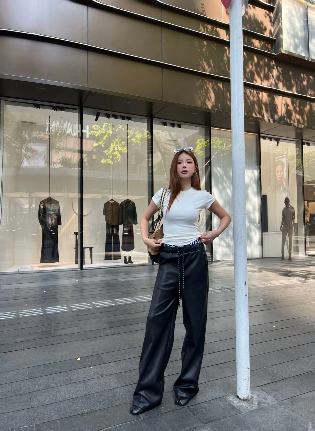 25FW latest style logo webbing decorated straight pants