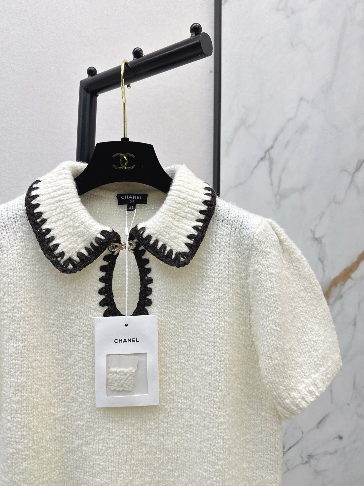 26SS early spring latest ski series bow cashmere short-sleeved sweater