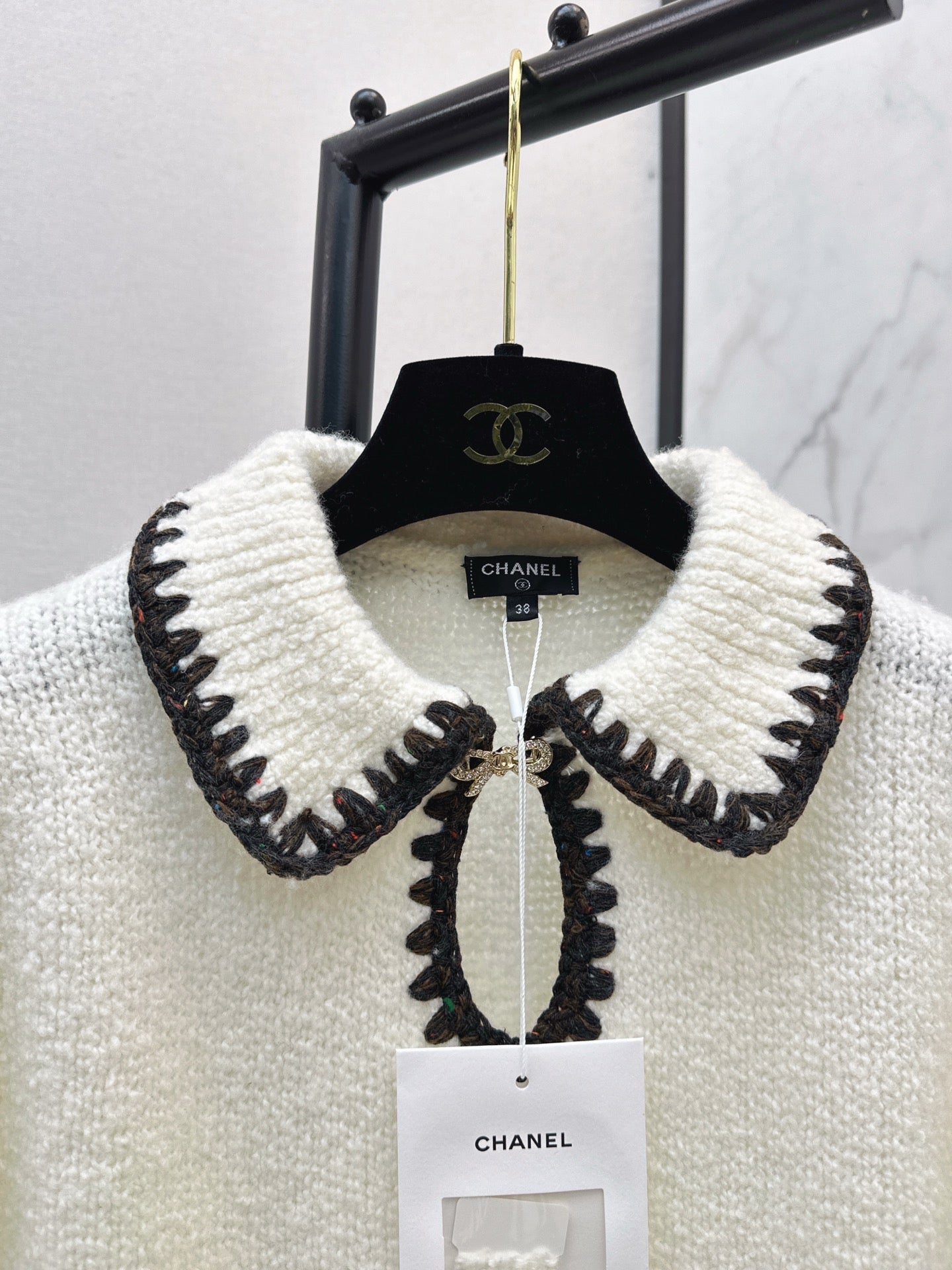 26SS early spring latest ski series bow cashmere short-sleeved sweater