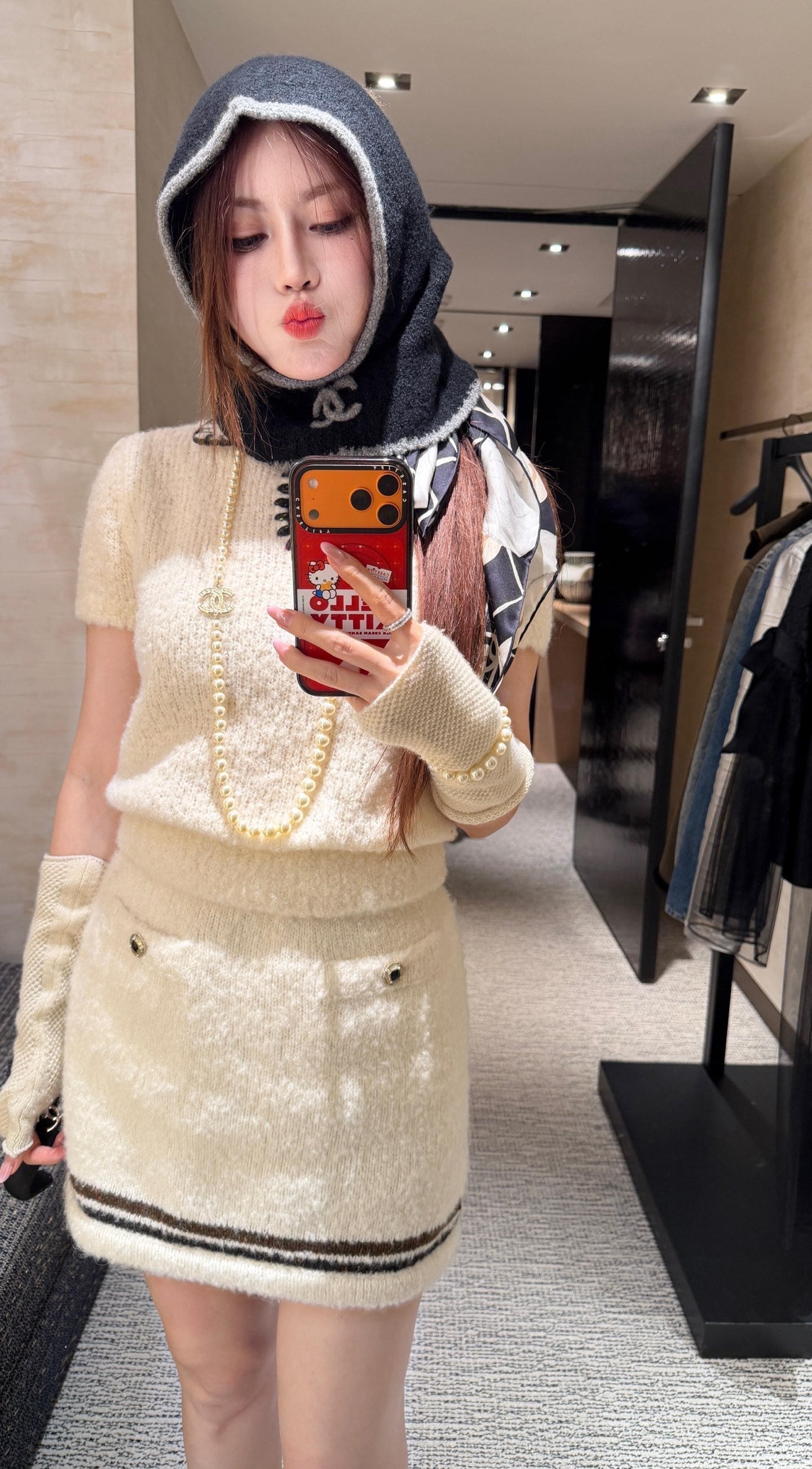 26SS early spring latest ski series bow plush skirt