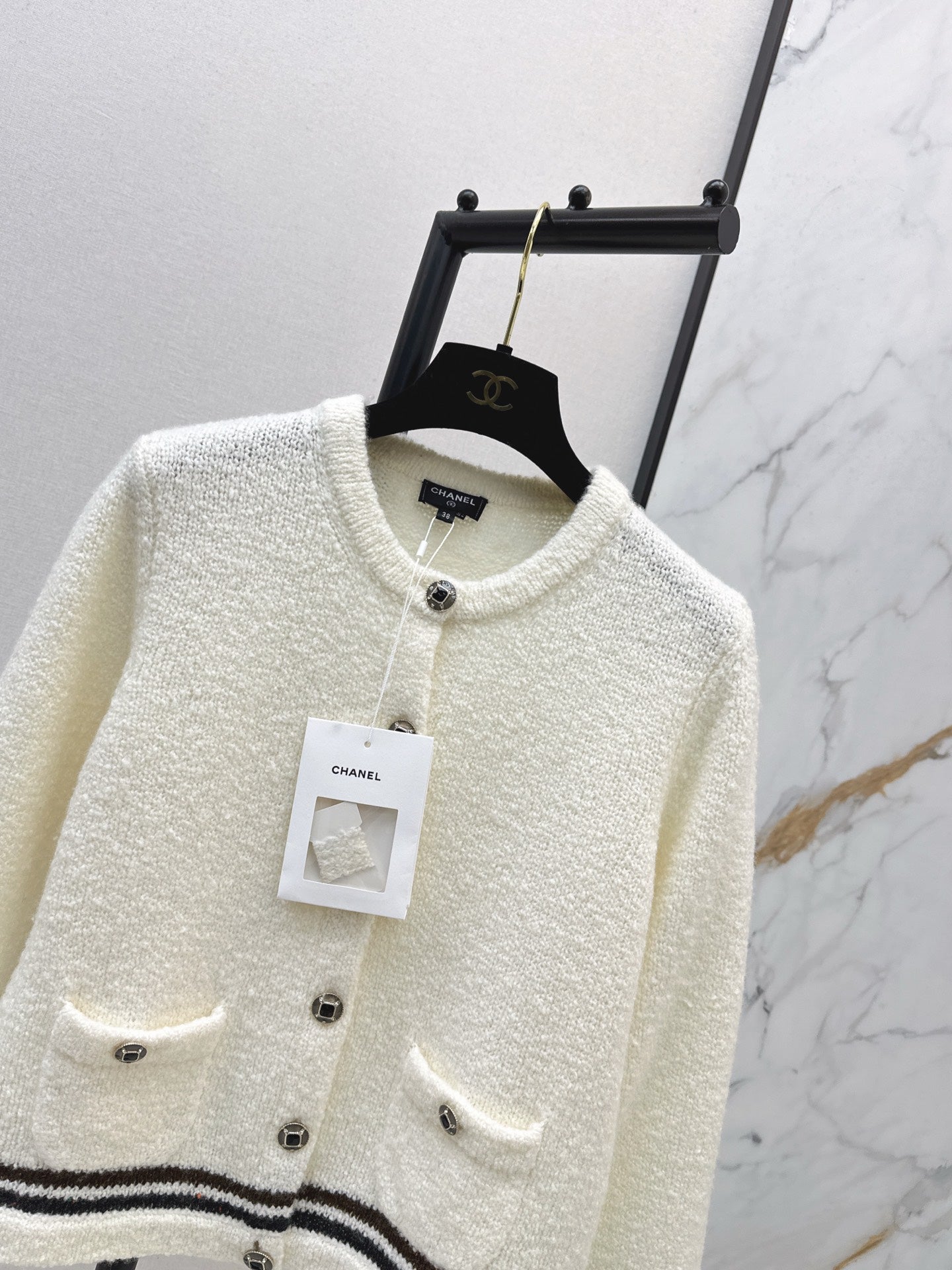 26SS early spring latest coco girls striped knitted cardigan