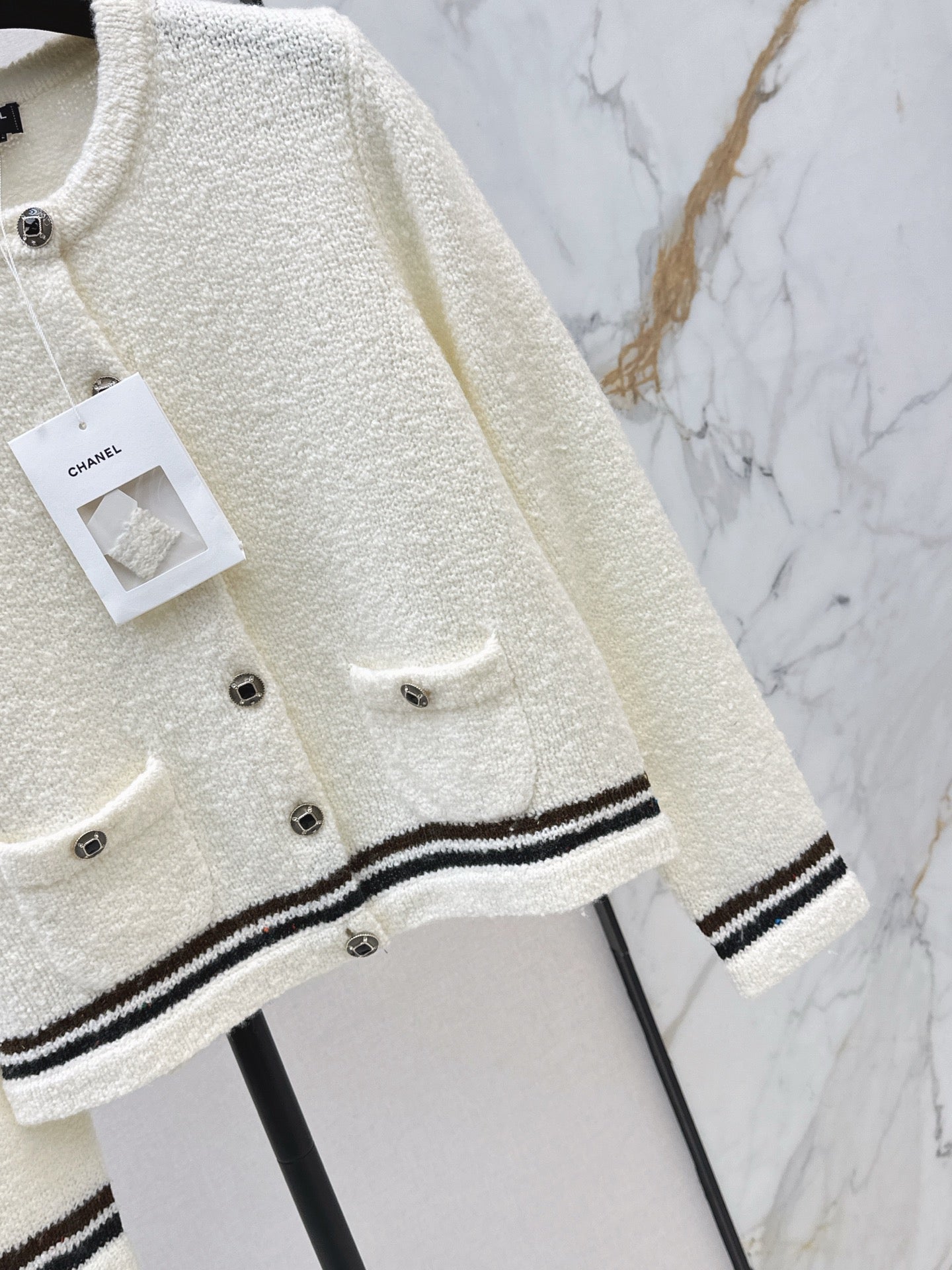 26SS early spring latest coco girls striped knitted cardigan