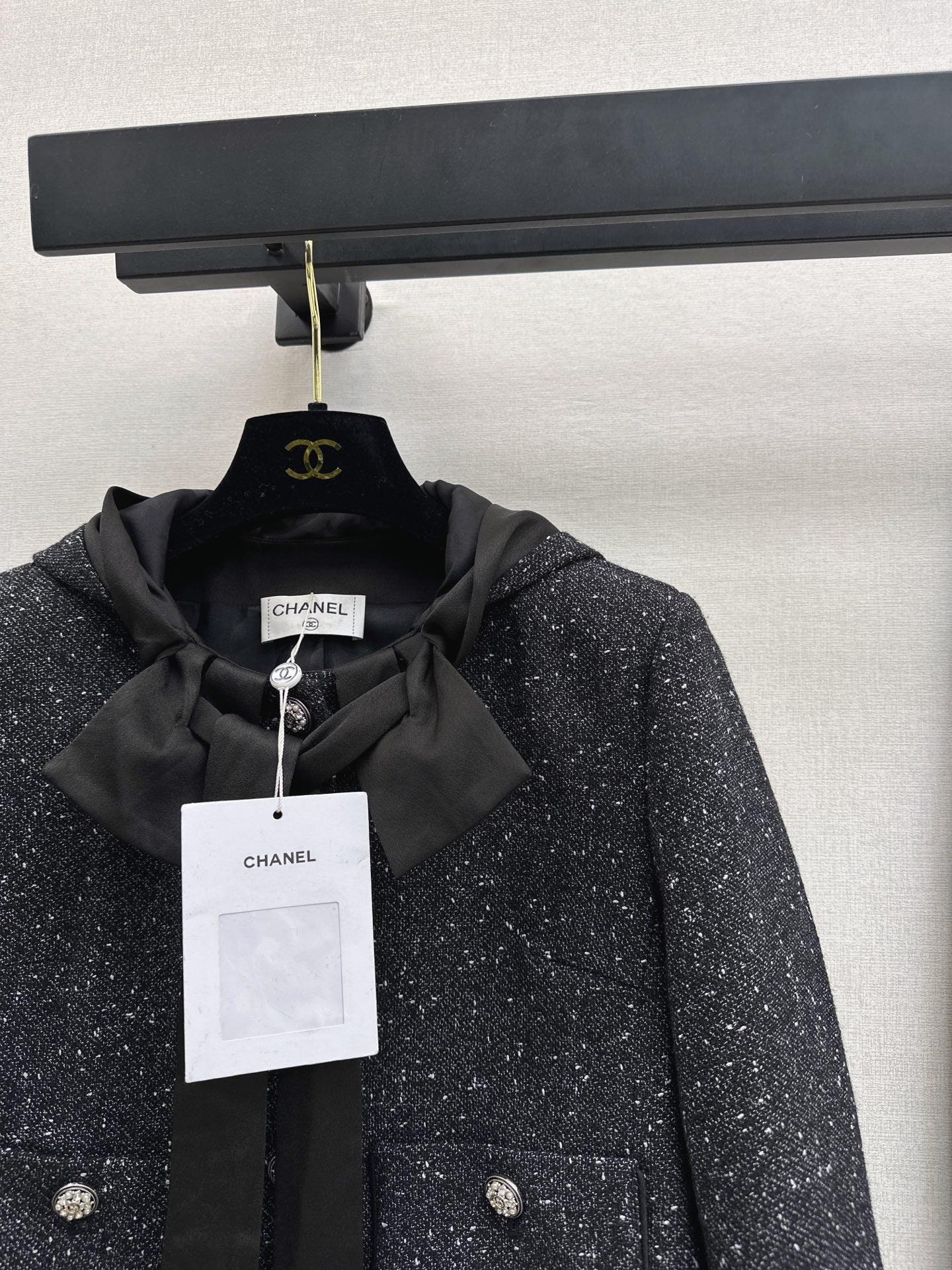 25FW latest style houndstooth slub tweed coat