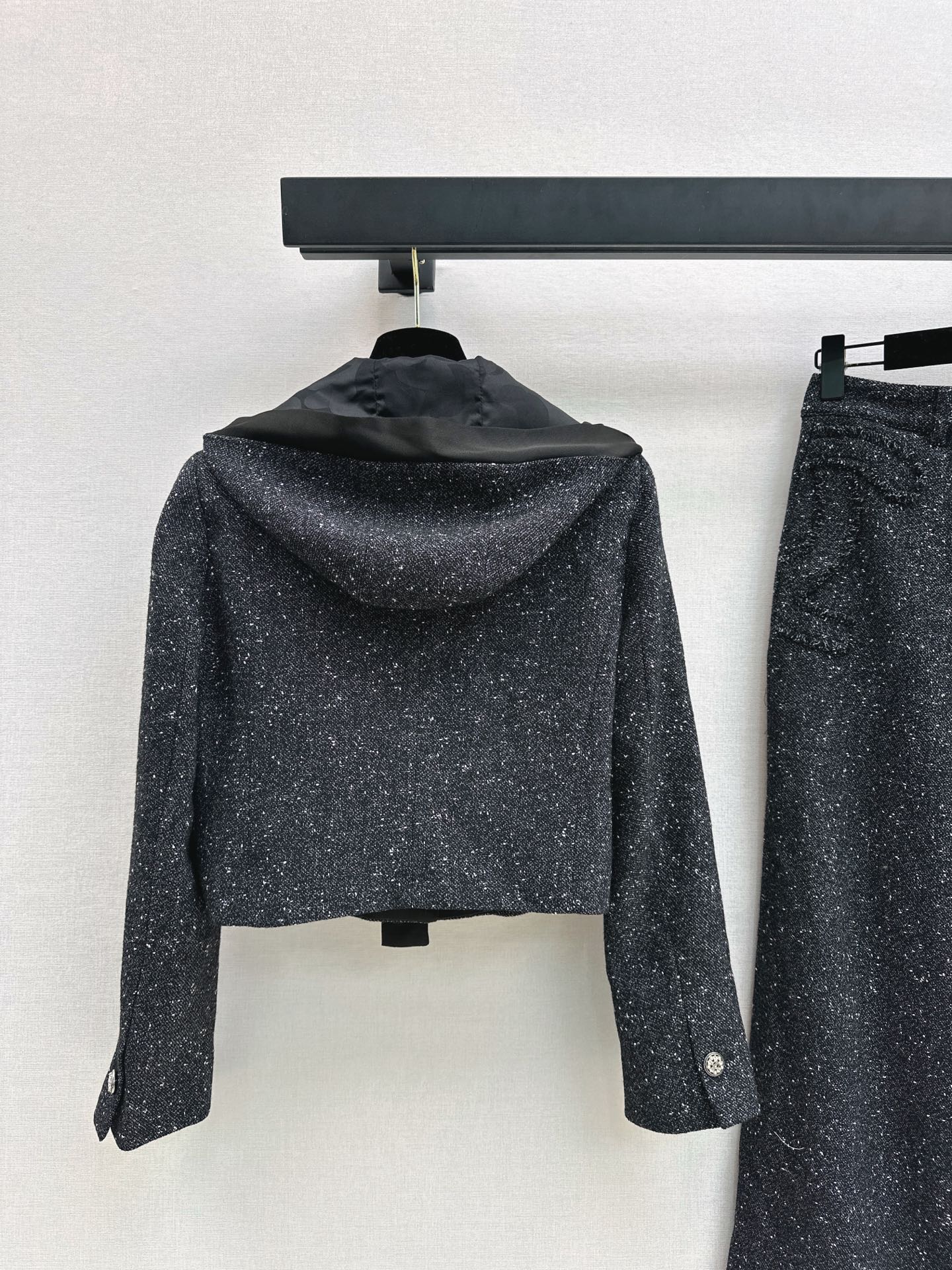 25FW latest style houndstooth slub tweed coat