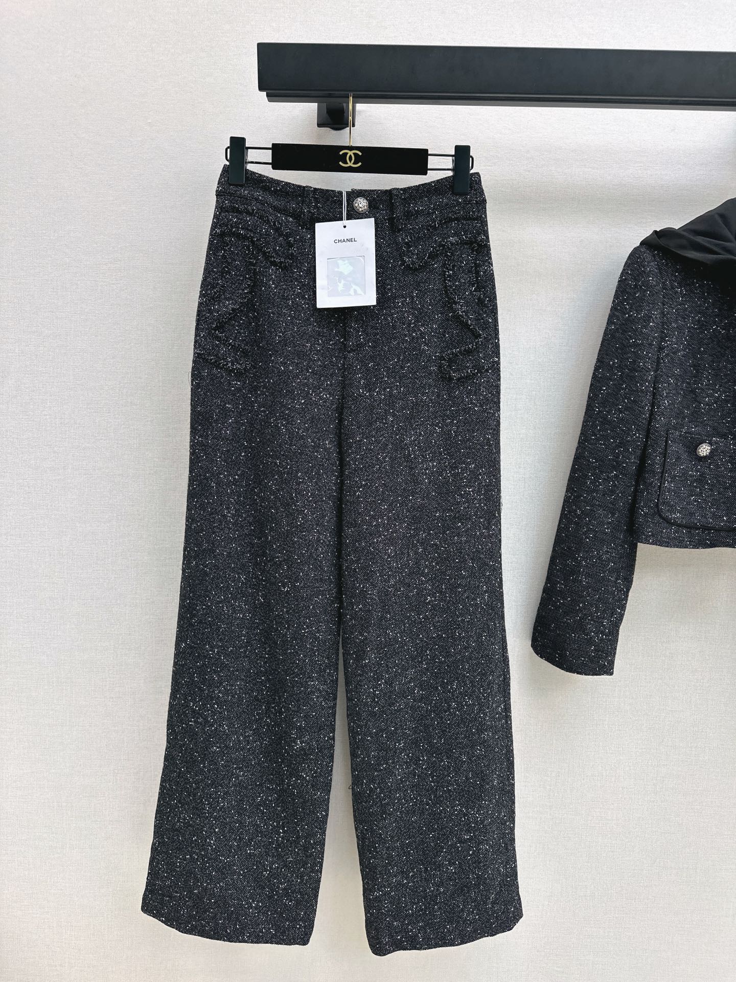 25FW latest style fragrant houndstooth slub tweed pants