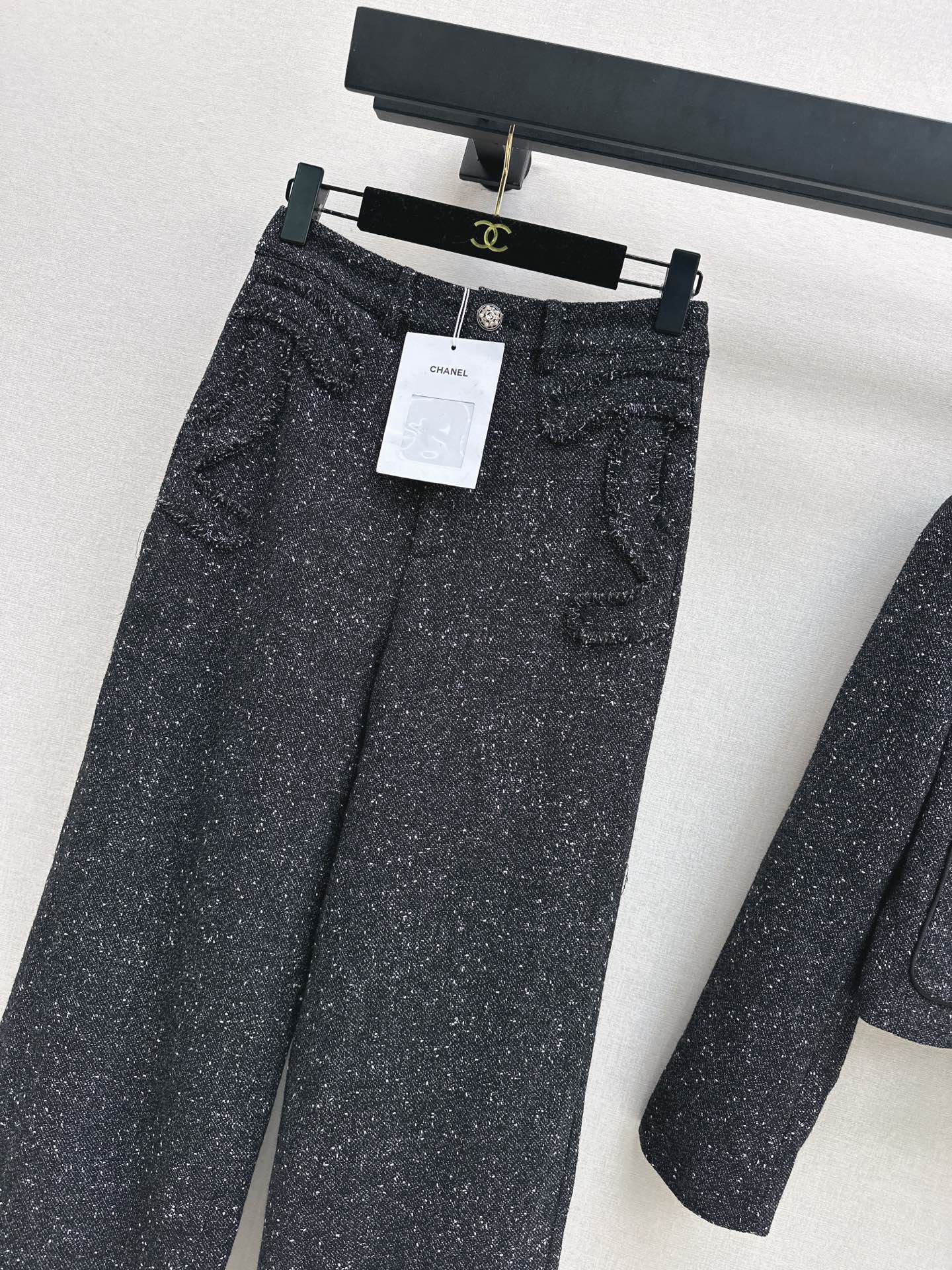 25FW latest style fragrant houndstooth slub tweed pants